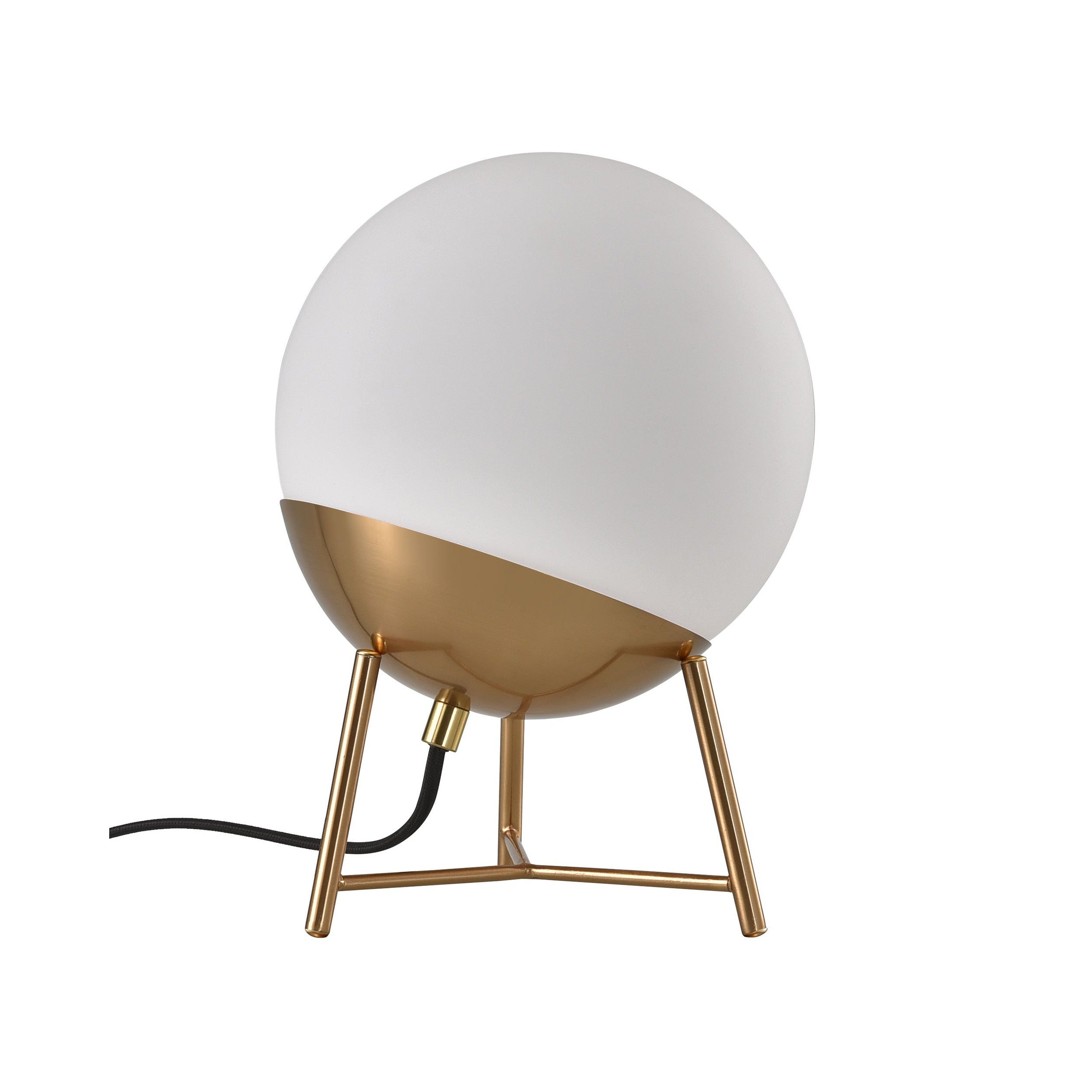 House Nordic Chelsea Table Lamp, White Glass, Brass Colored Socket And Legs, Ball Shaped, ø20 Cm