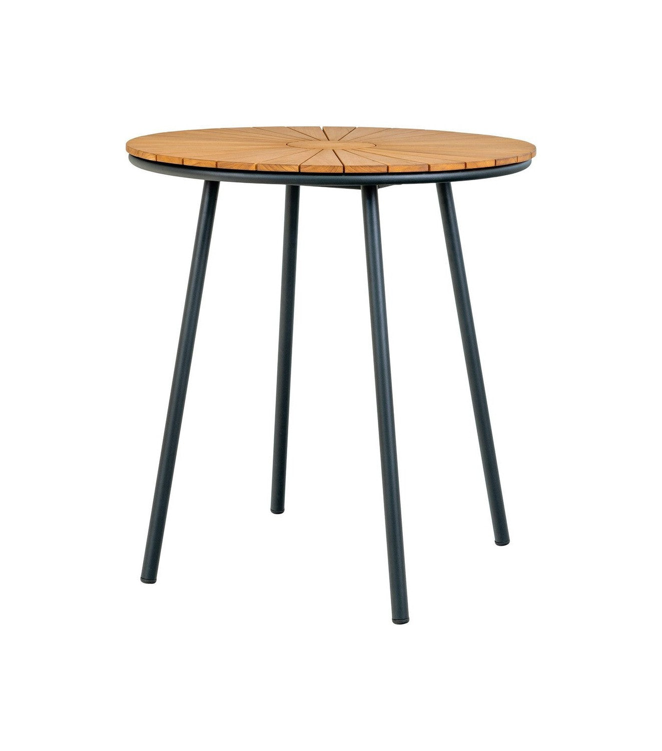 House Nordic Cleveland Side Table, Teak Table Top, Natural, Black Legs, ø70x74 Cm