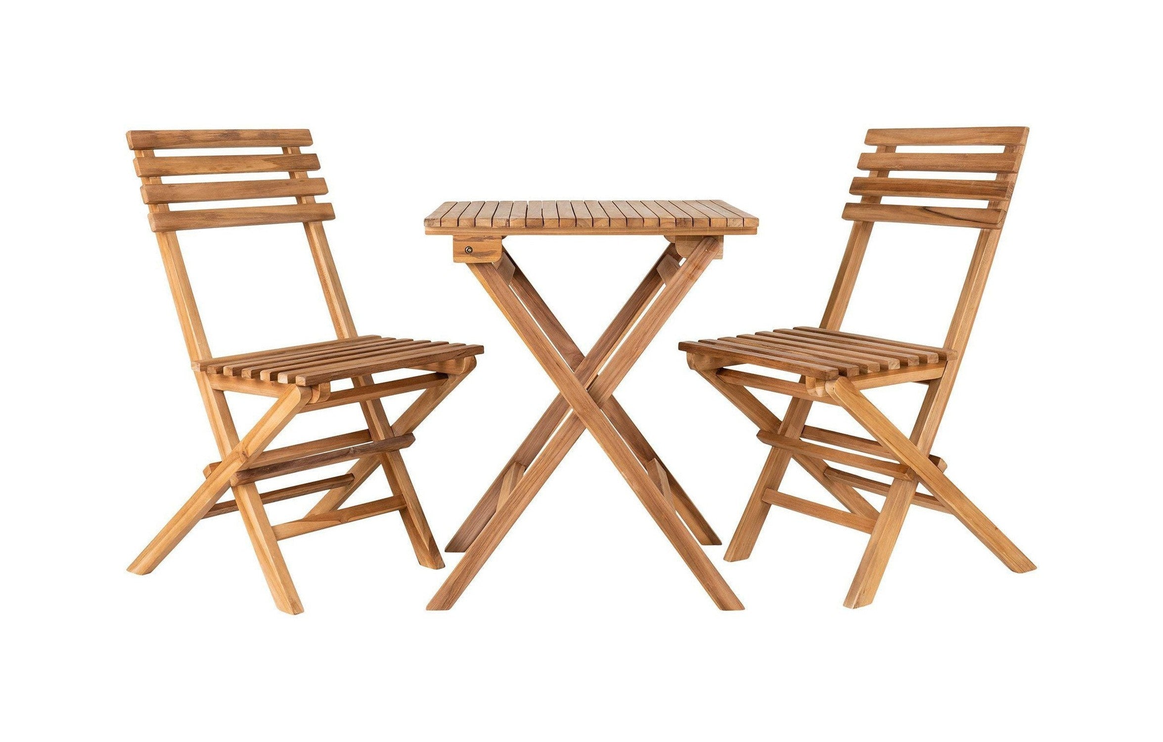 House Nordic Cuenca Café Set, 2 Chairs And 1 Table, Teak, Natural