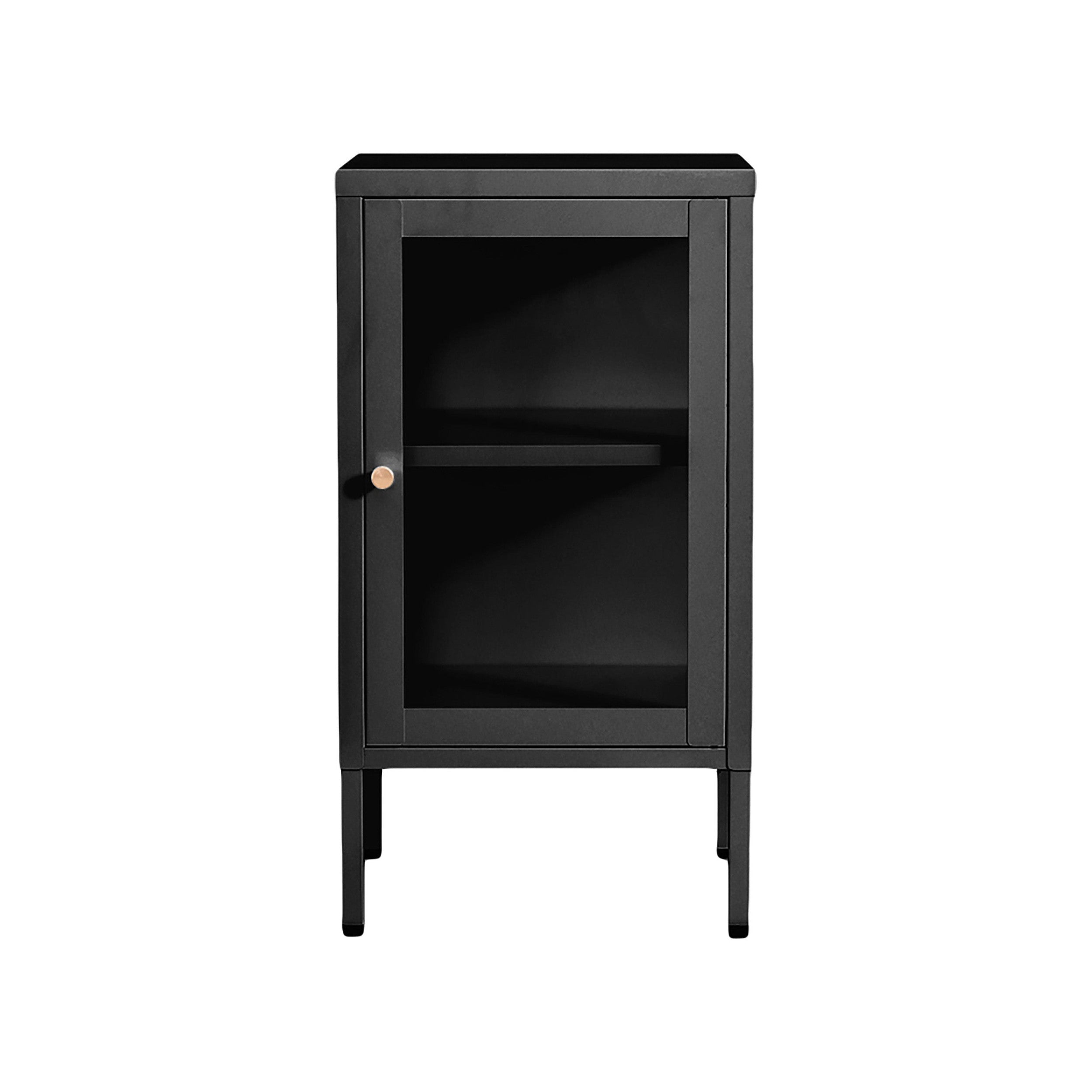 House Nordic Dalby Cabinet, 1 Glass Door,Steel, Black, 38x35x70 Cm