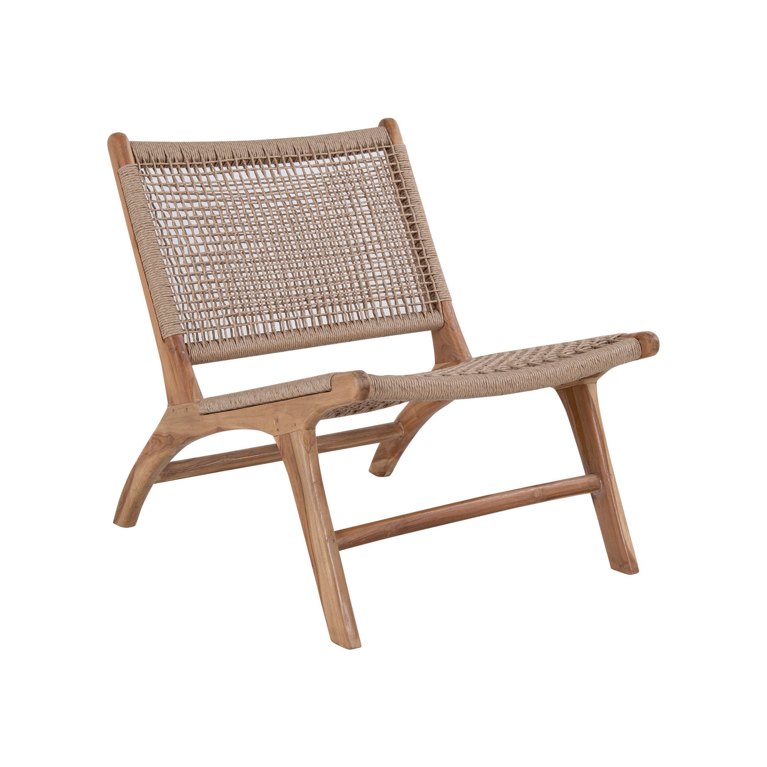 House Nordic Derby Chair In Polyrattan, Nature With Teak Wood Legs