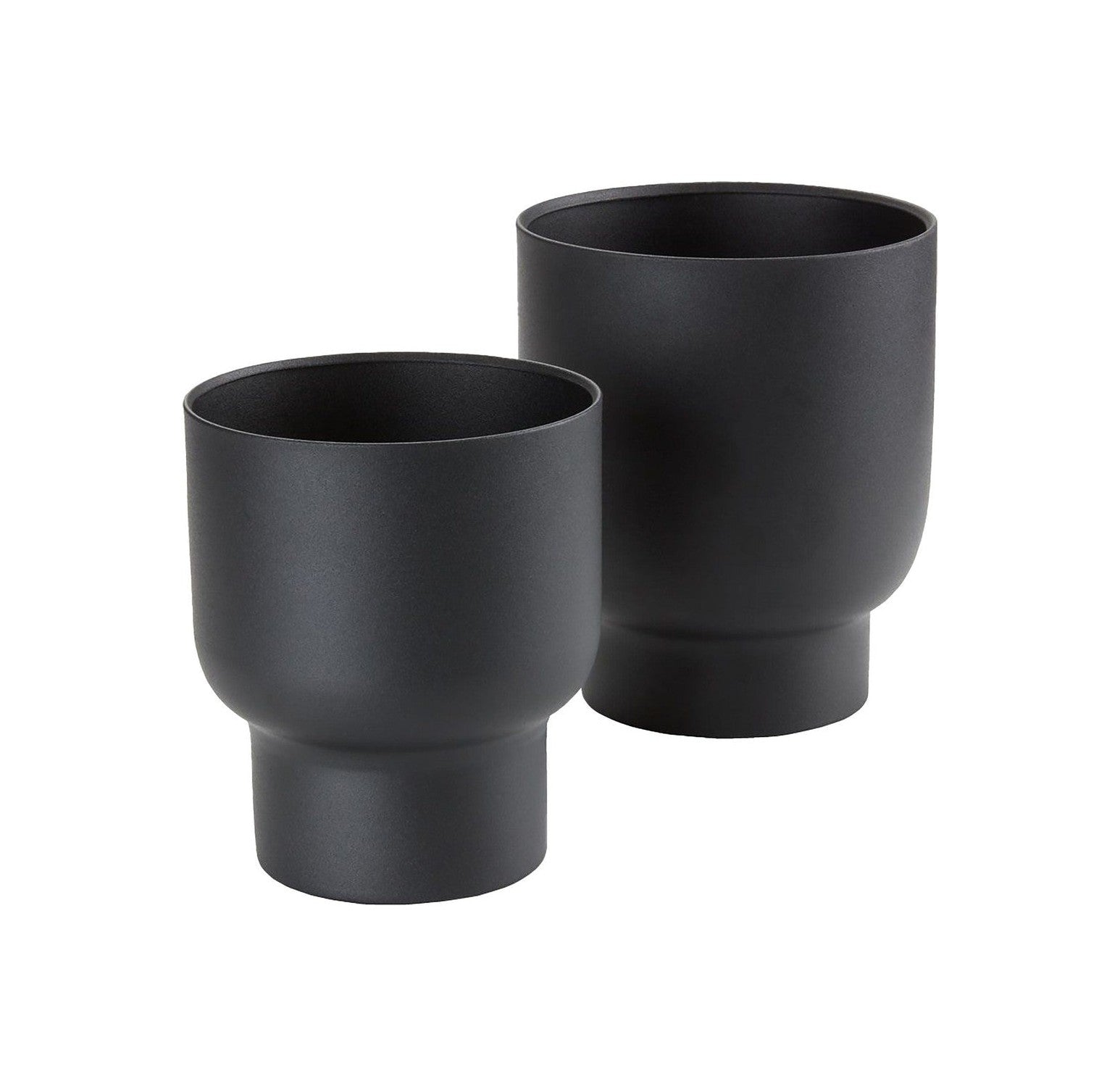 House Nordic Fulda Flowerpots, Metal, Black, Set Of 2