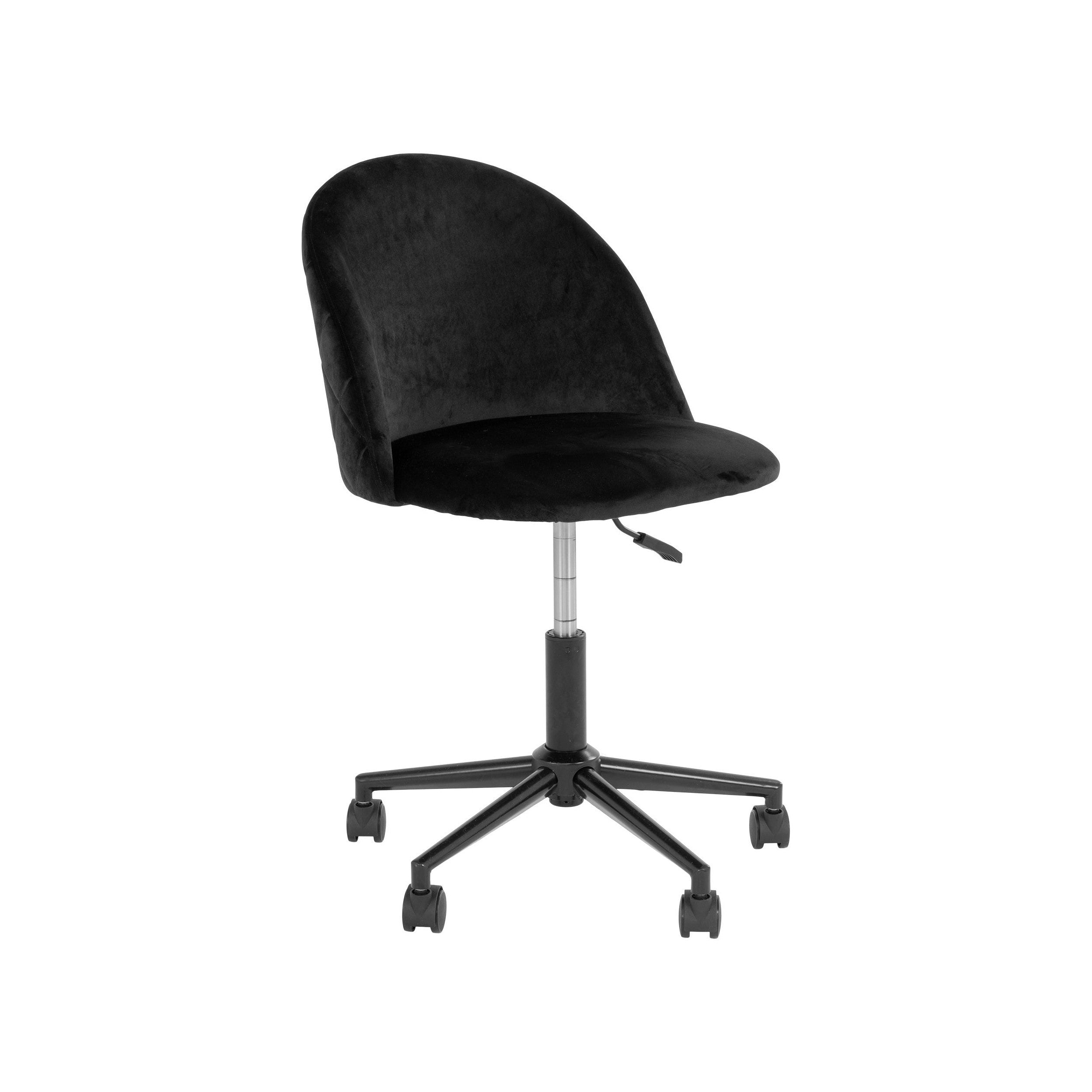 House Nordic Geneve Office Chair In Velvet, Black With Black Legs, Hn1207