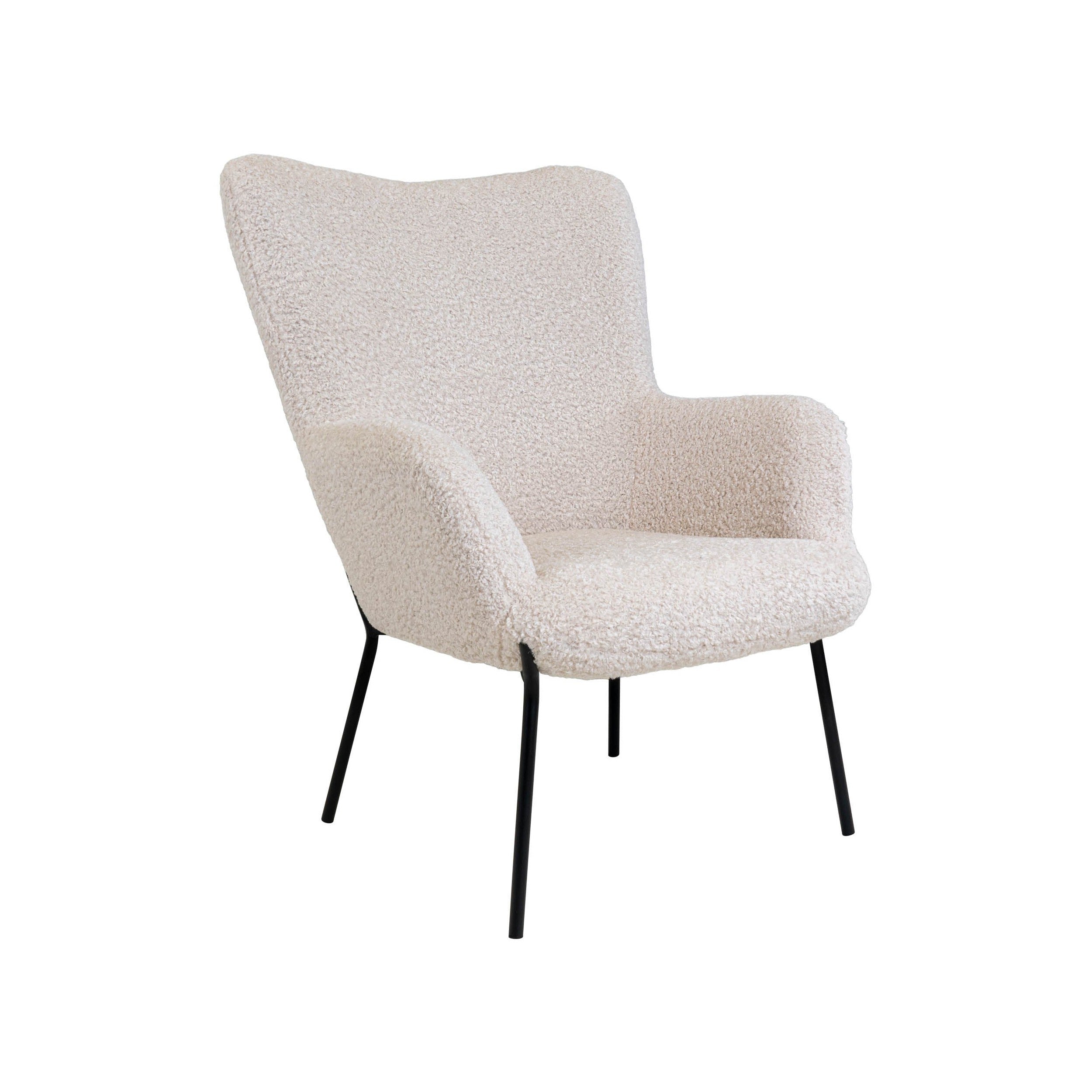 House Nordic Glasgow Chair In Artificial Lambskin, White With Black Legs, Hn1090