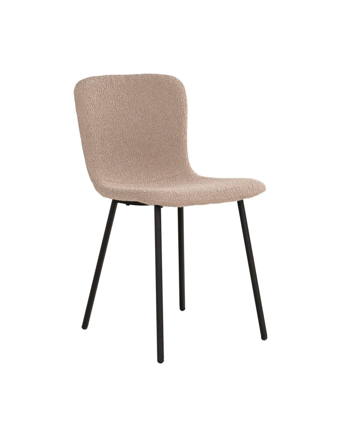 House Nordic Halden Dining Chair In Bouclé, Beige With Black Legs, Hn1233