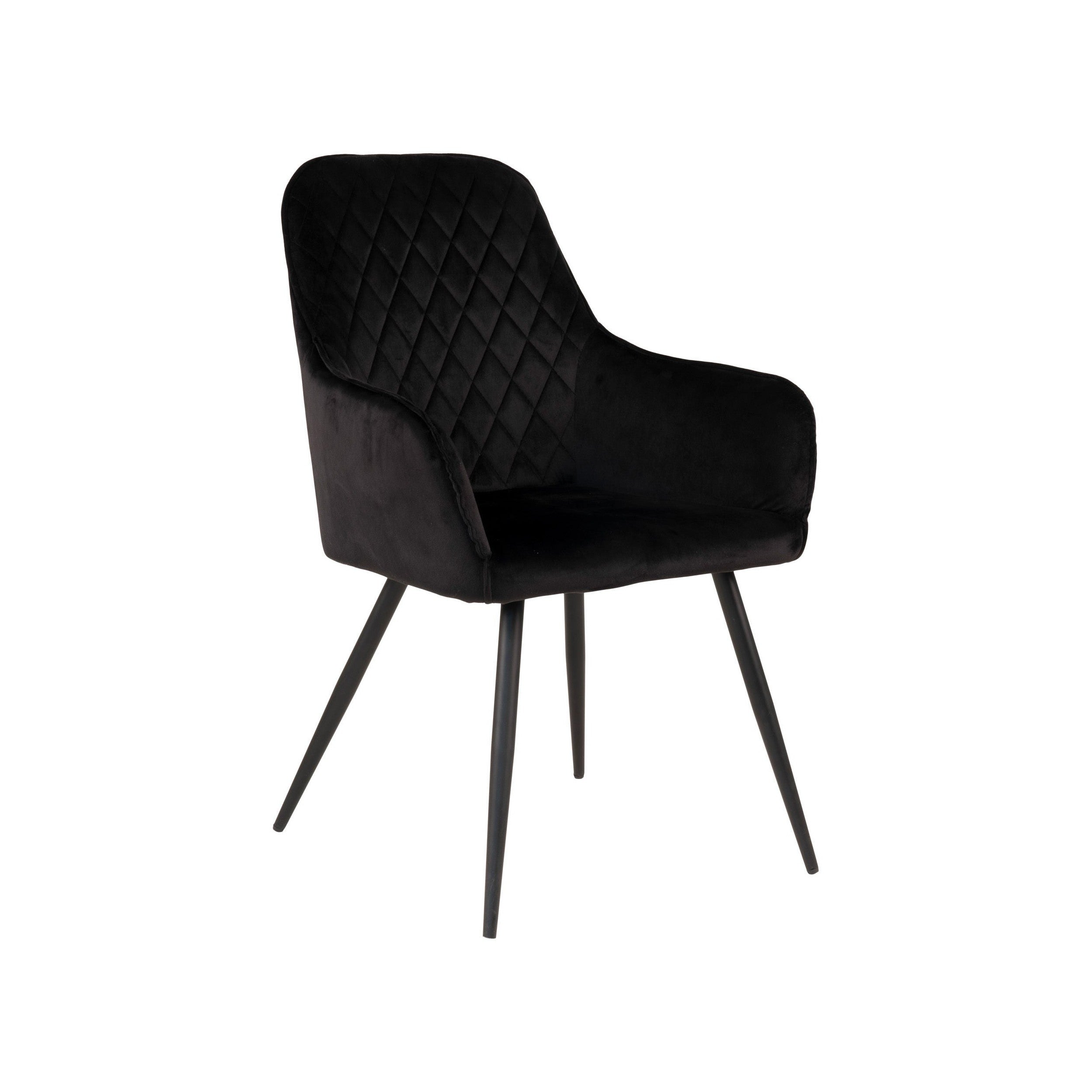 House Nordic Harbo Dining Chair In Velvet, Black With Black Legs, Hn1207