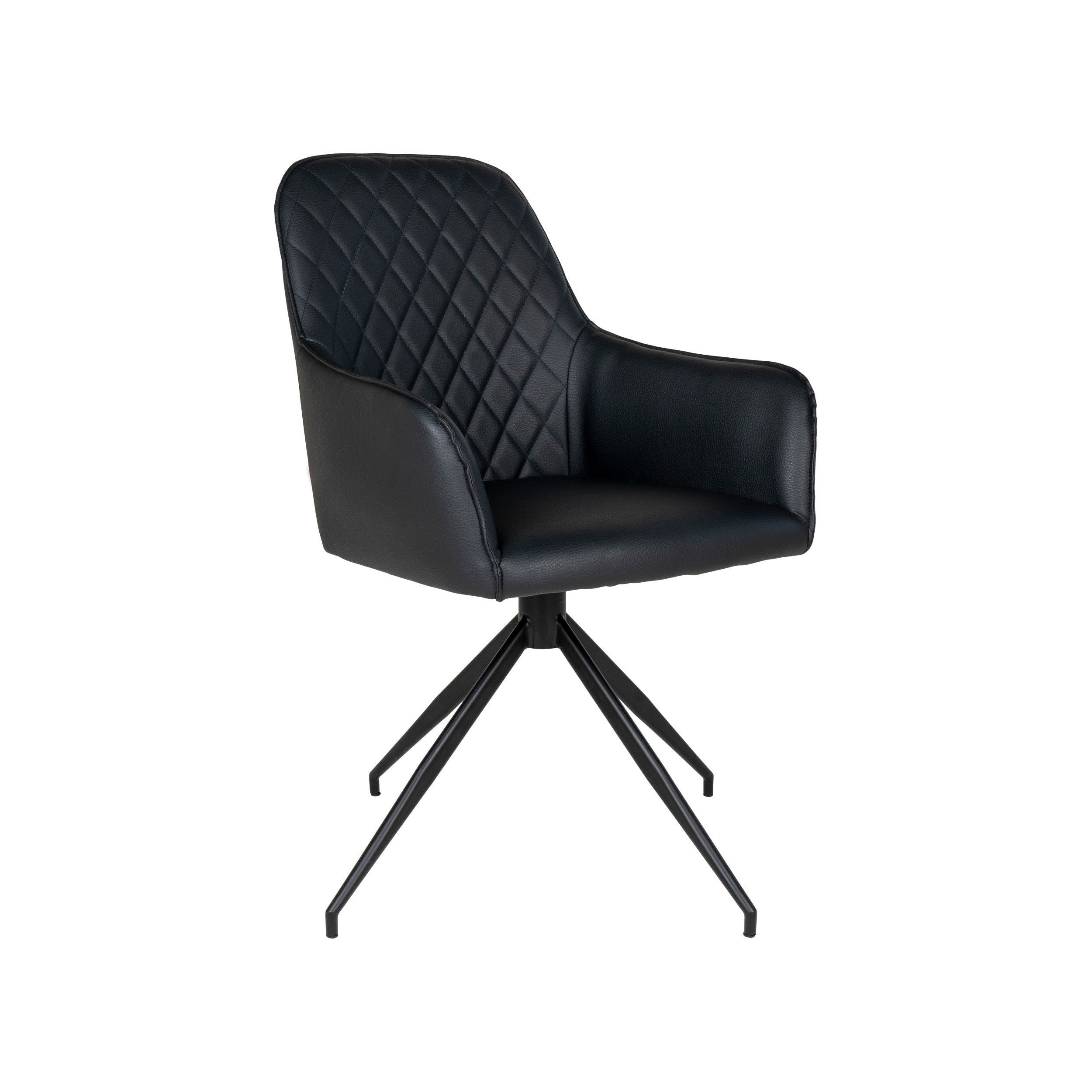 House Nordic Harbo Dining Chair, Swivel, Pu, Black With Black Legs