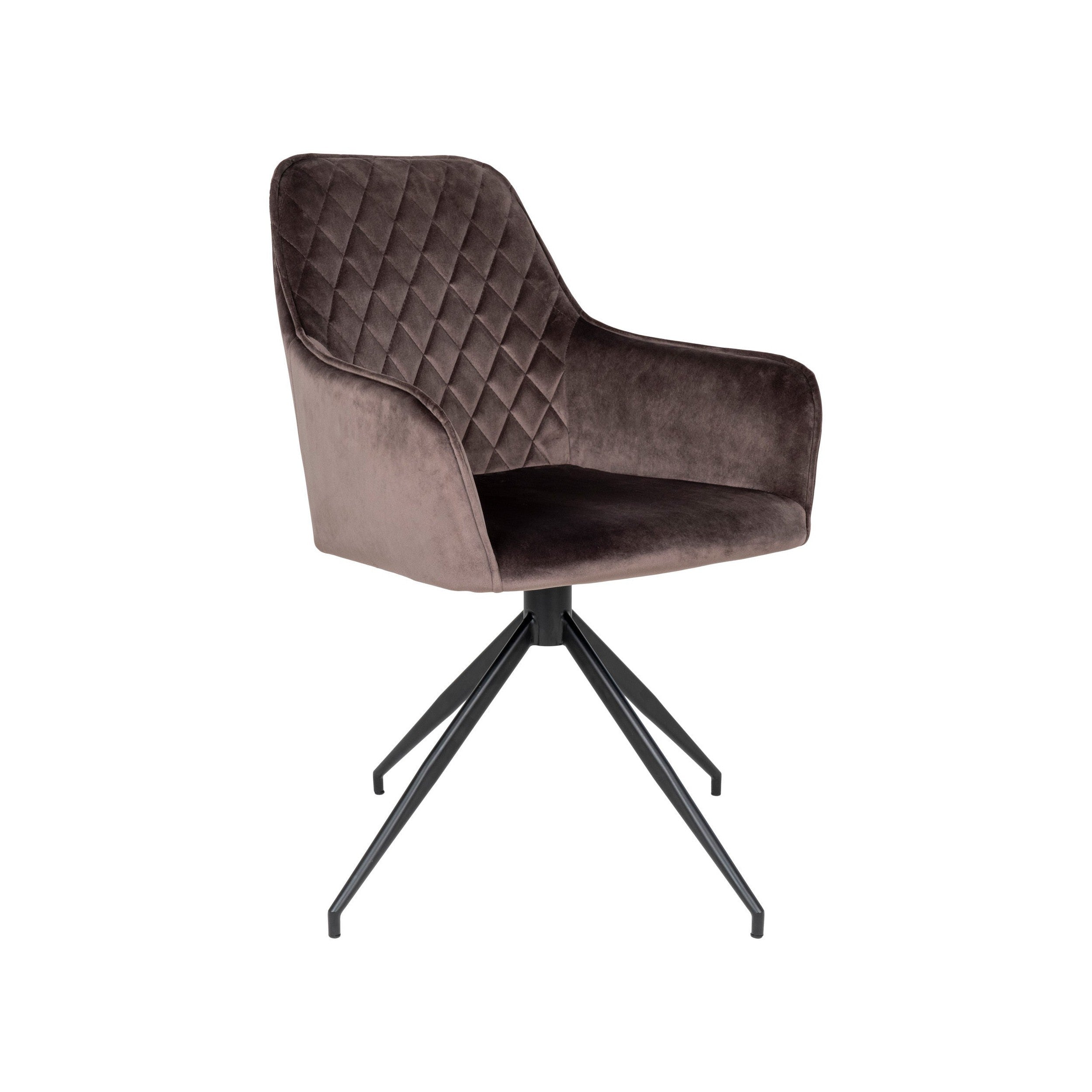 House Nordic Harbo Dining Chair, Swivel, Velvet, Mushroom With Black Legs, Hn1208