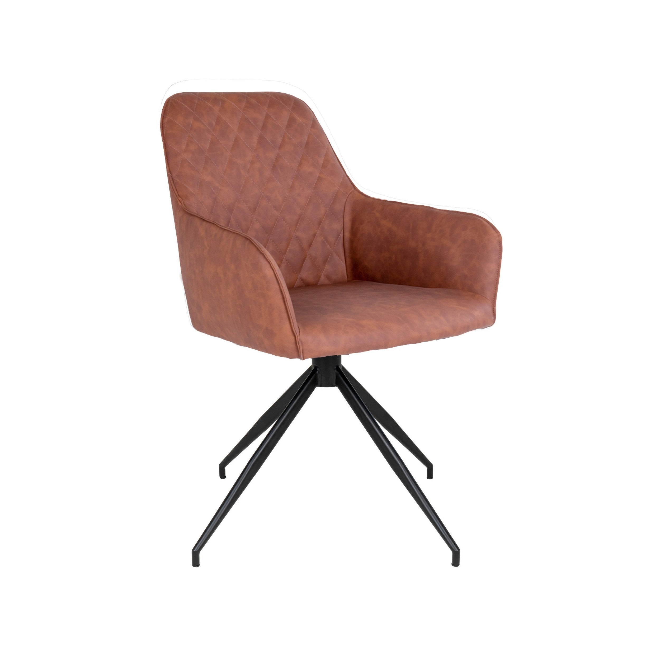 House Nordic Harbo Dining Chair, Swivel, Pu, Vintage Brown With Black Legs, Hn1220