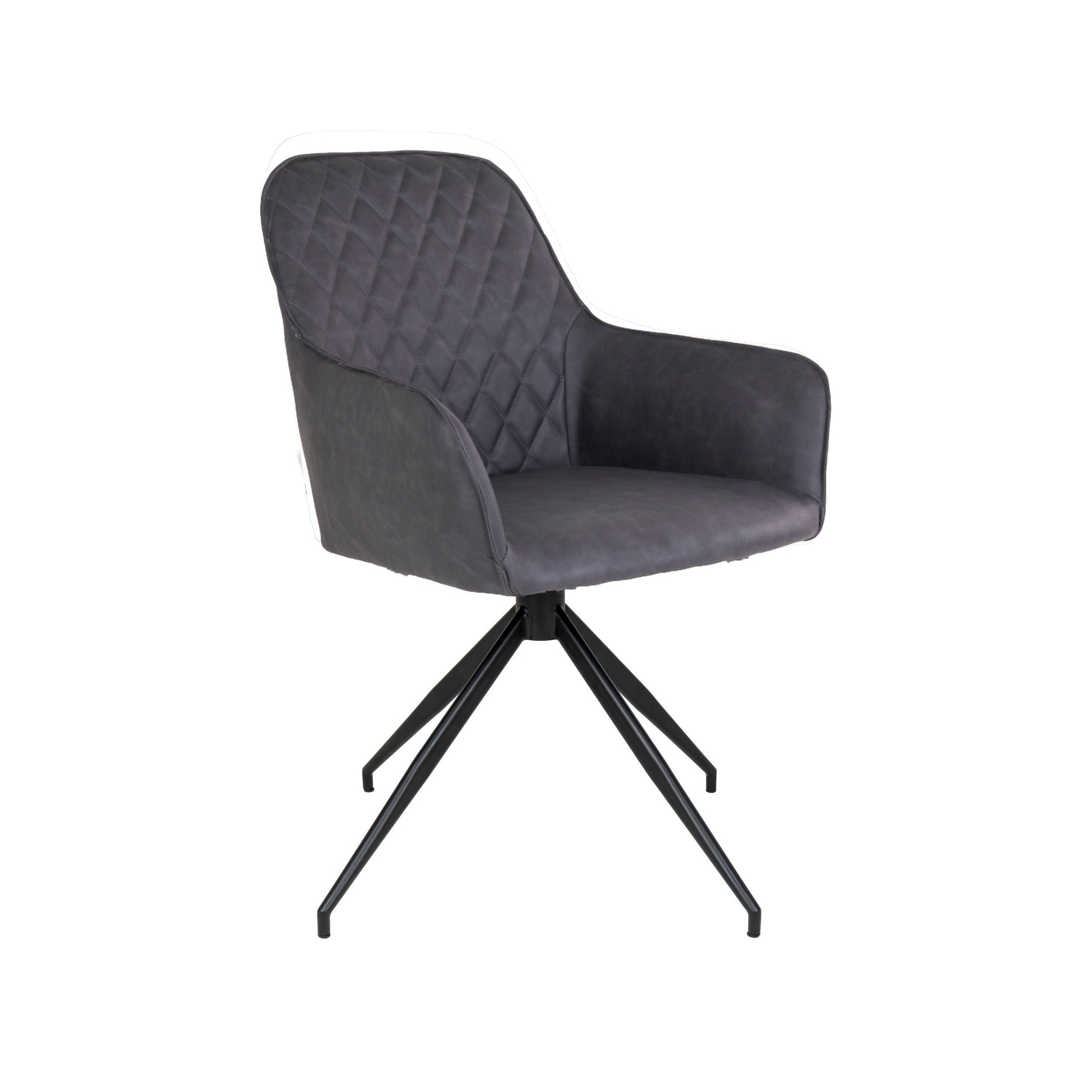 House Nordic Harbo Dining Chair, Swivel, Pu, Dark Grey With Black Legs, Hn1221