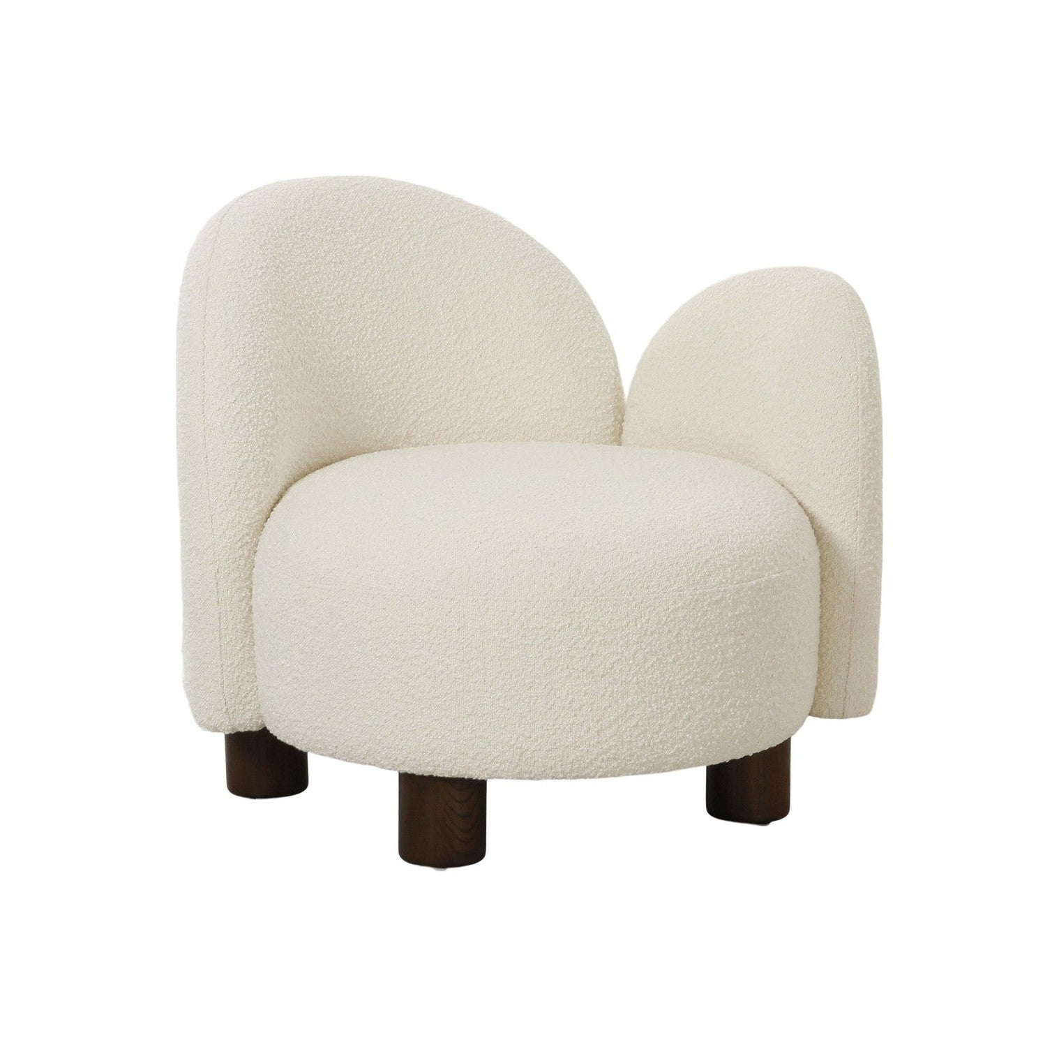 House Nordic Honolulu Lounge Chair, Bouclé, Left Facing, Round, White, Hn1255