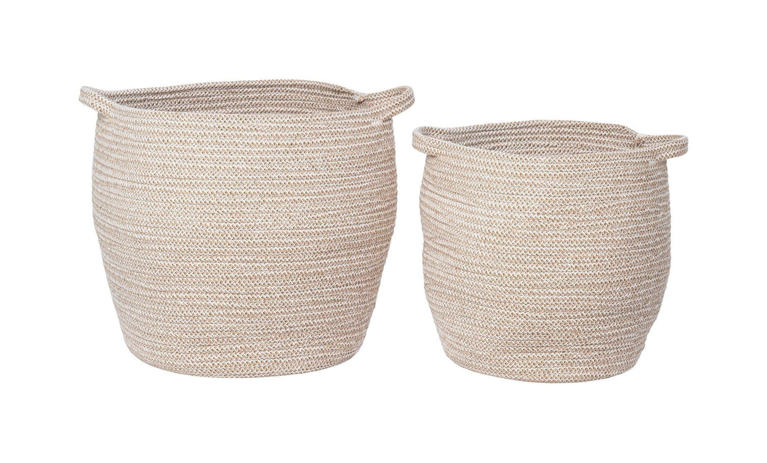 House Nordic Lamas Baskets, Cotton, Beige, Set Of 2