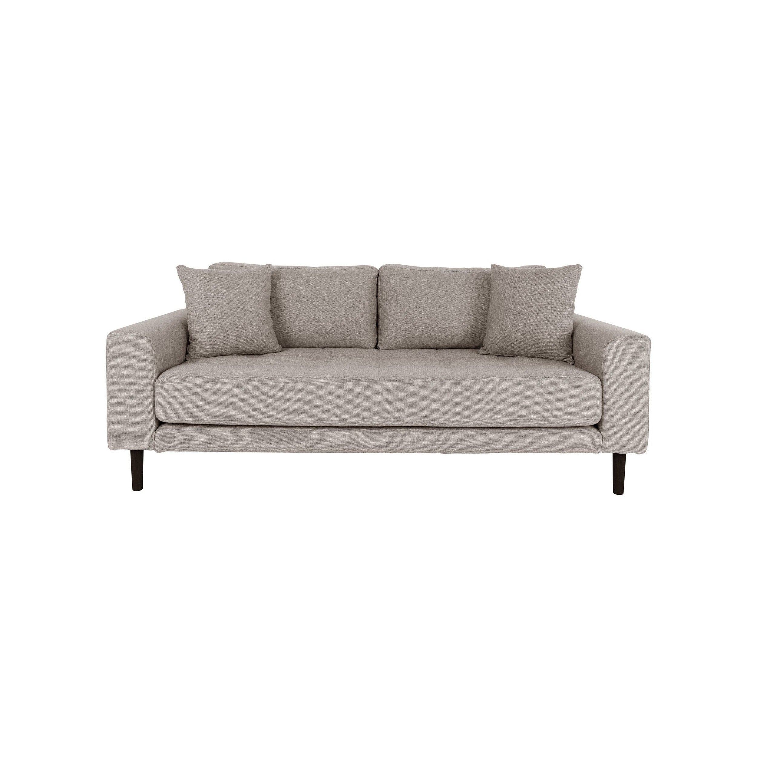 House Nordic Lido 2,5 Seater Sofa, Stone With 2 Pillows And Black Wood Legs, Hn1030