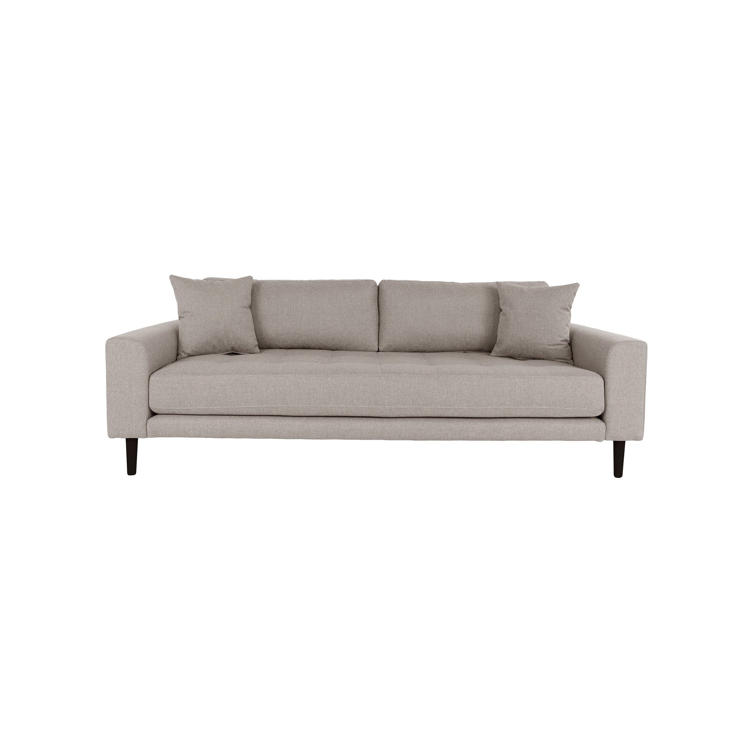 House Nordic Lido 3 Seater Sofa, Stone With Two Pillows And Black Woodlegs, Hn1030