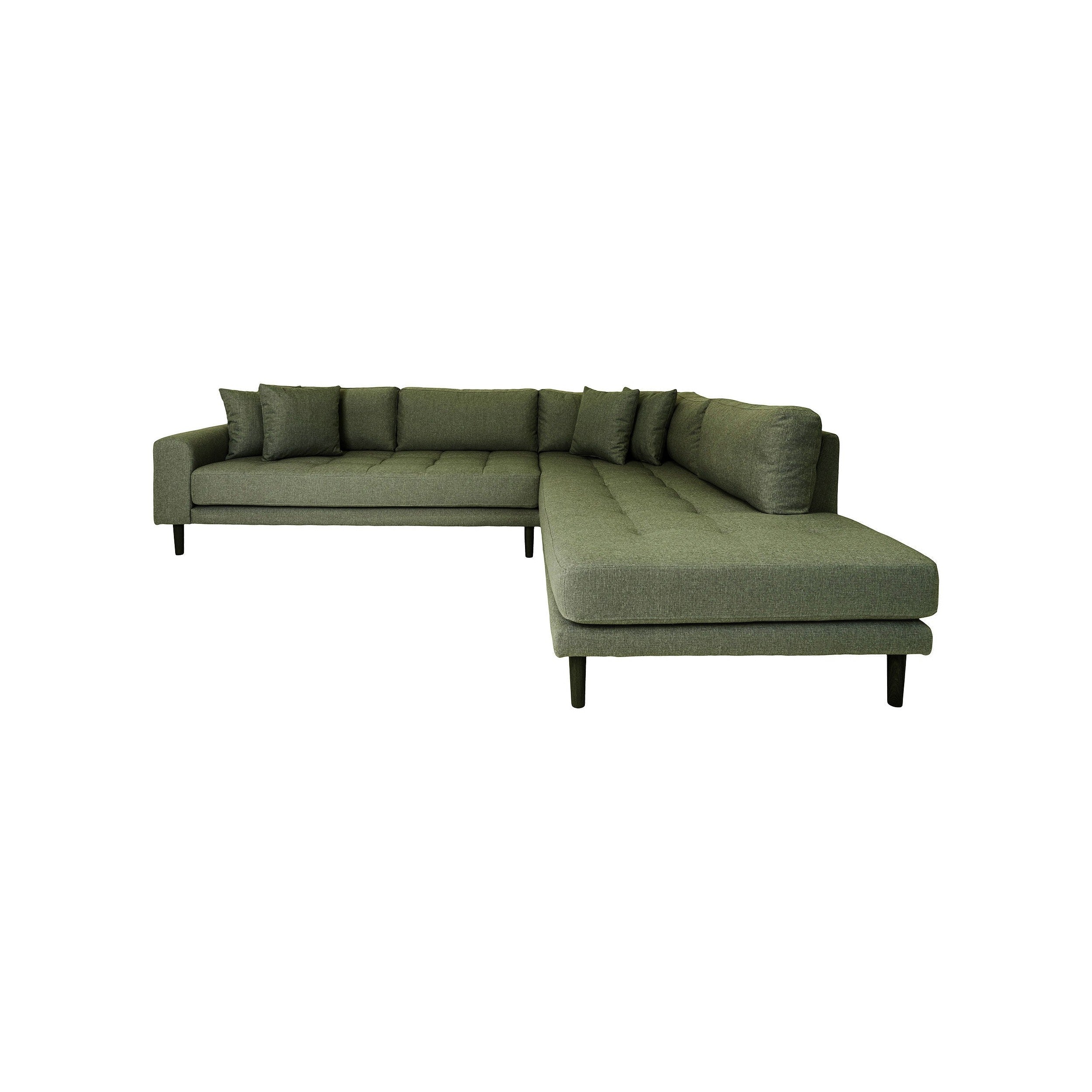 House Nordic Lido Corner Sofa With Open End In Fabric, Right Facing In Olive Green With Four Pillows