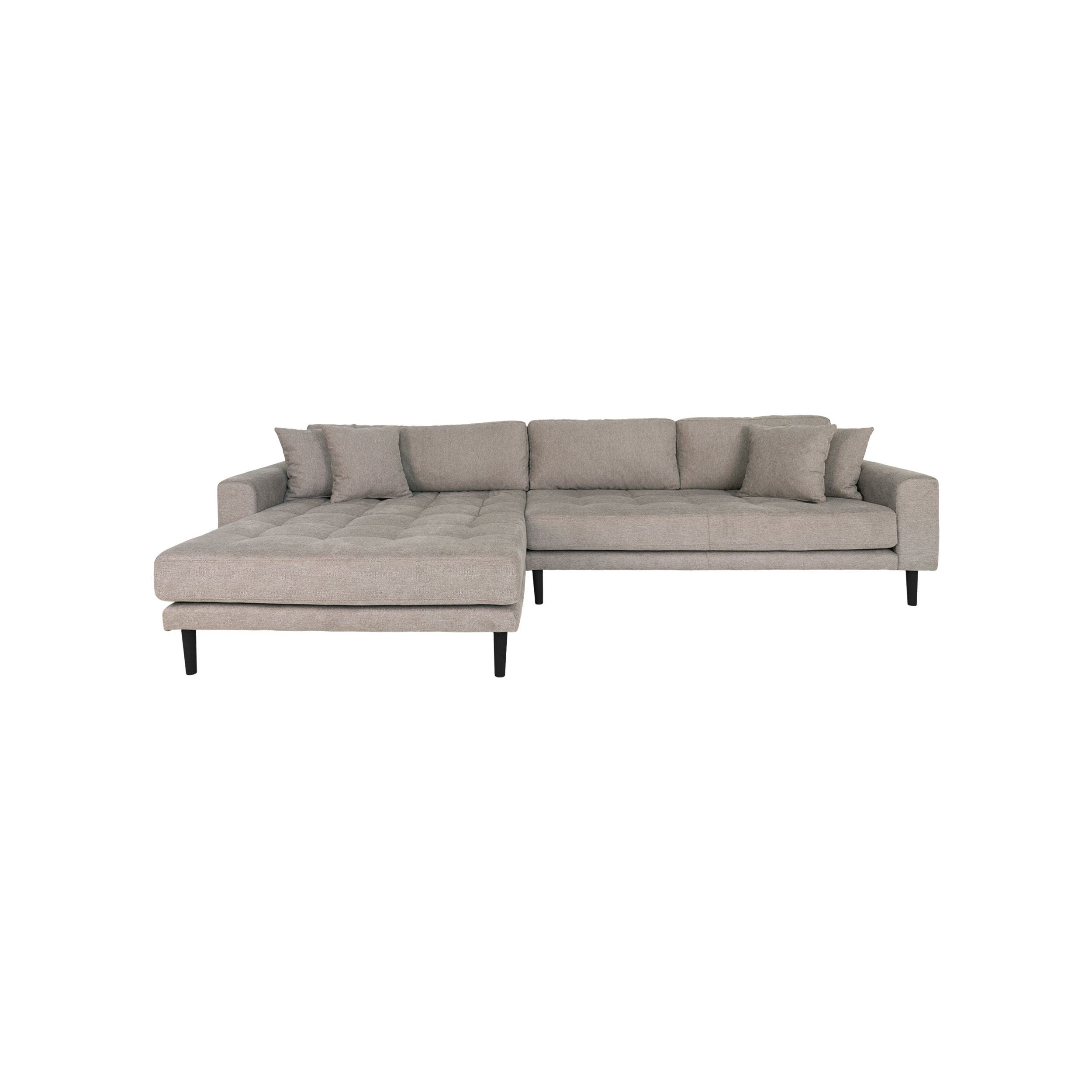 House Nordic Lido Lounge Sofa,Left Facing In Stone With 4 Pillows And Black Wood Legs, Hn1030