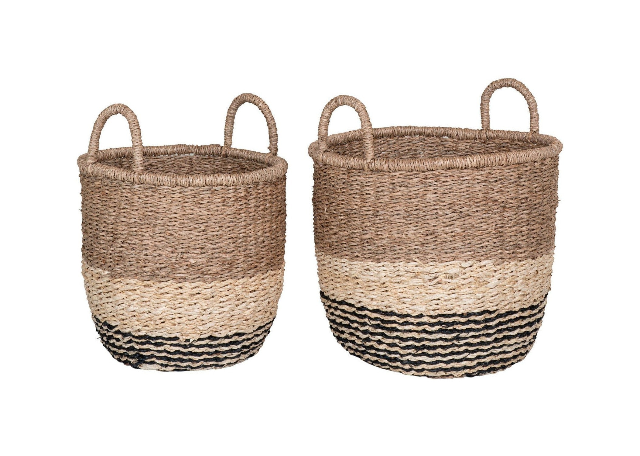 House Nordic Lima Baskets, Seagrass, Natural/Brown/Black, Set Of 2