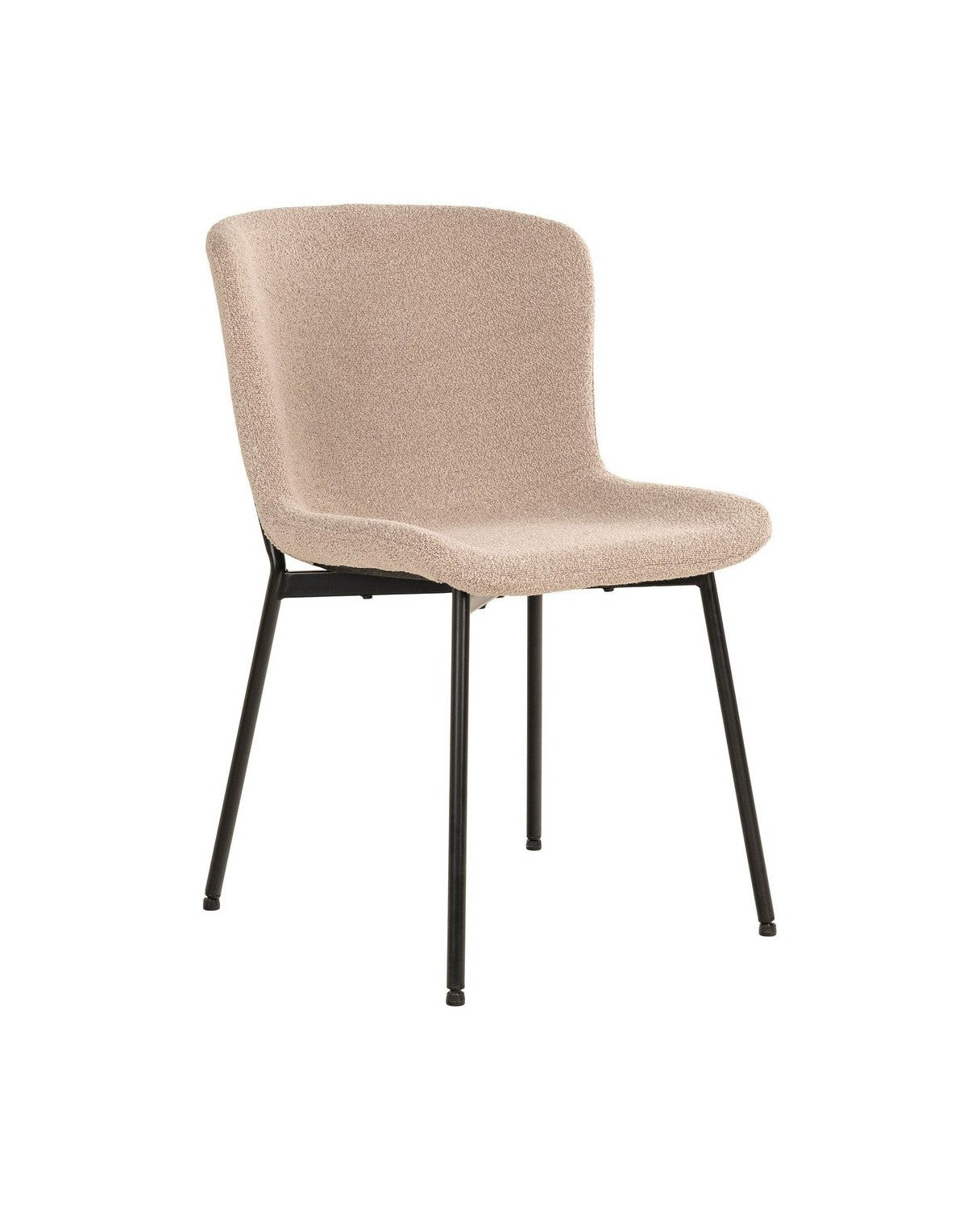 House Nordic Maceda Dining Chair In Bouclé, Beige With Black Legs, Hn1239