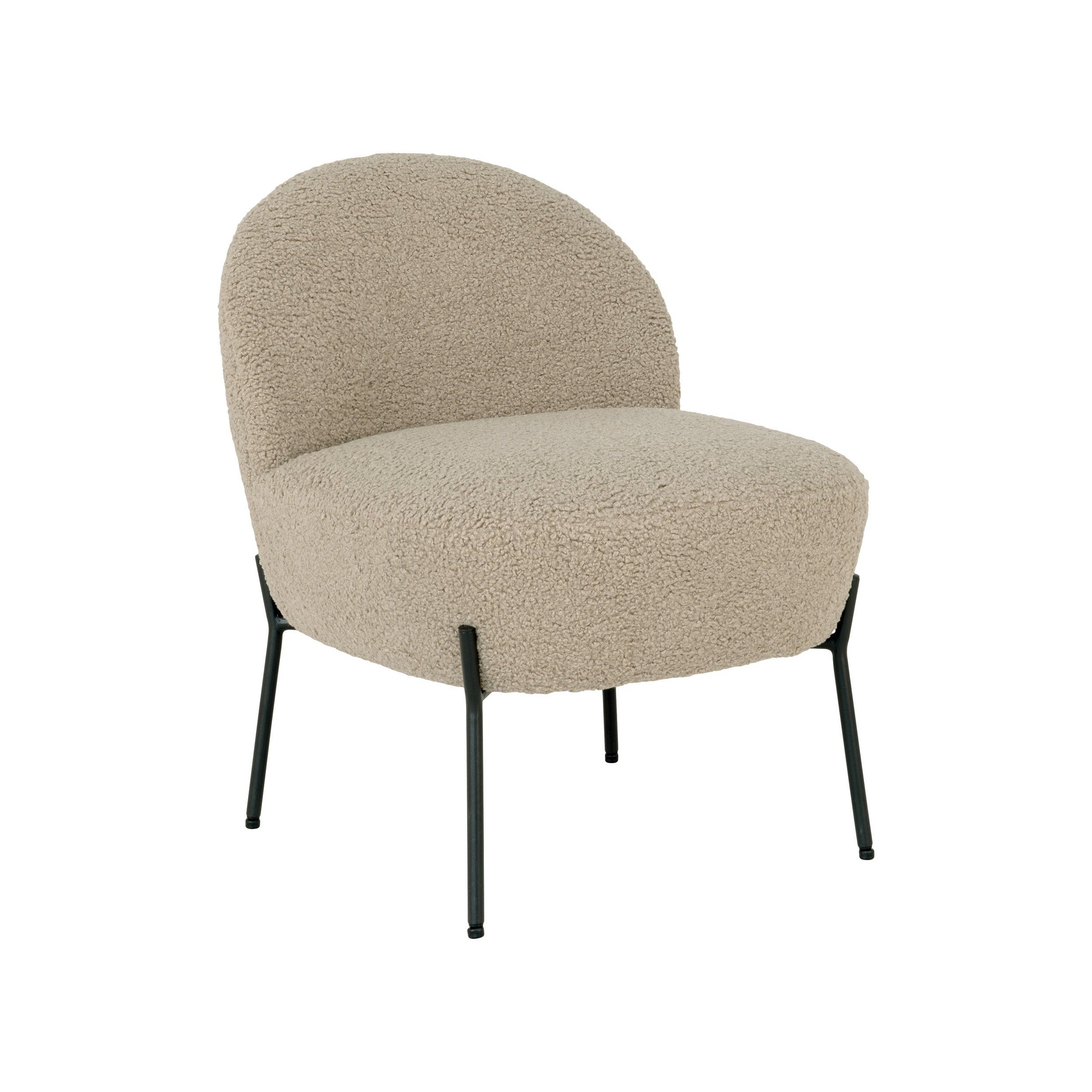 House Nordic Merida Lounge Chair In Artificial Lambskin, Grey Brown With Black Legs