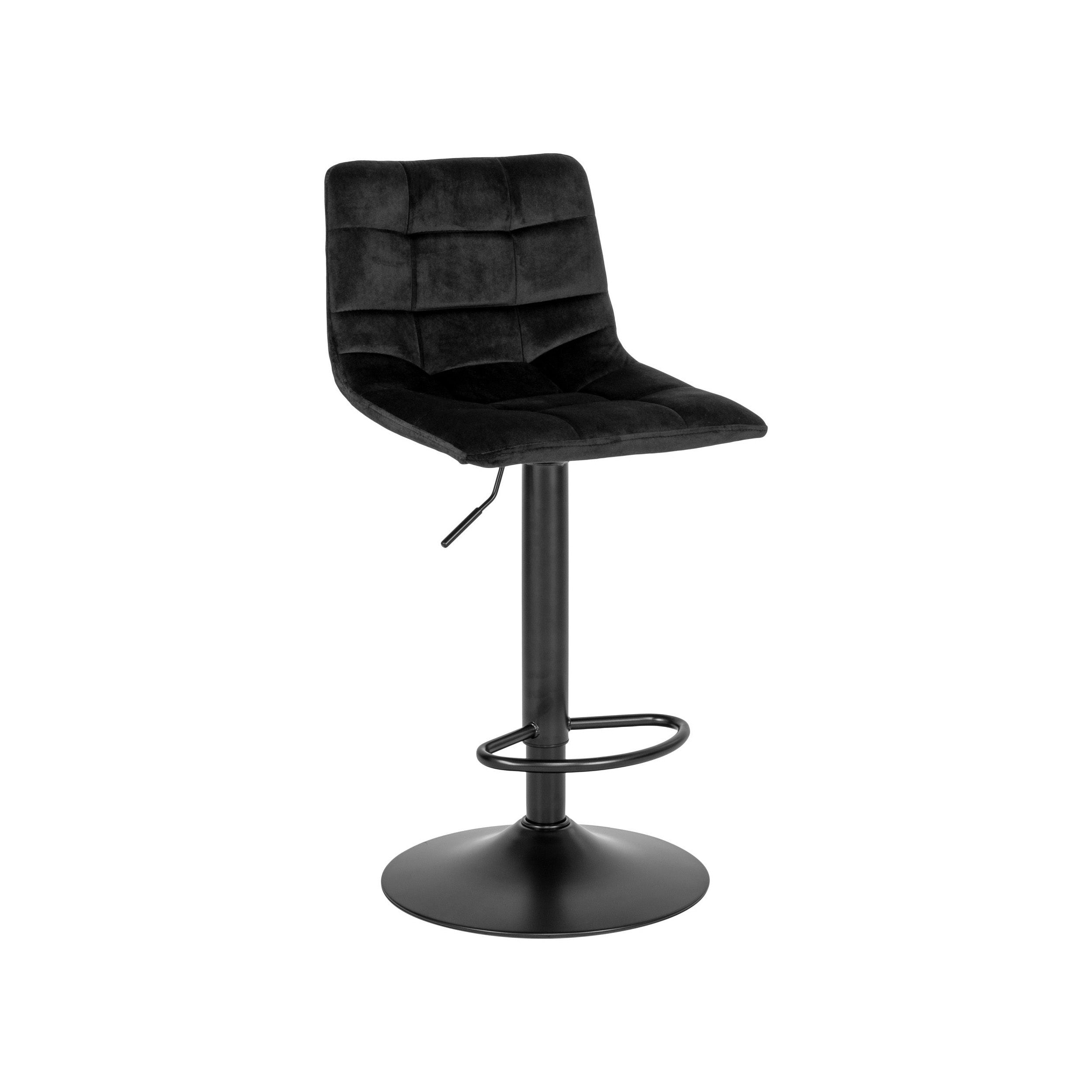 House Nordic Middelfart Bar Chair In Velvet, Black With Black Legs, Hn1207