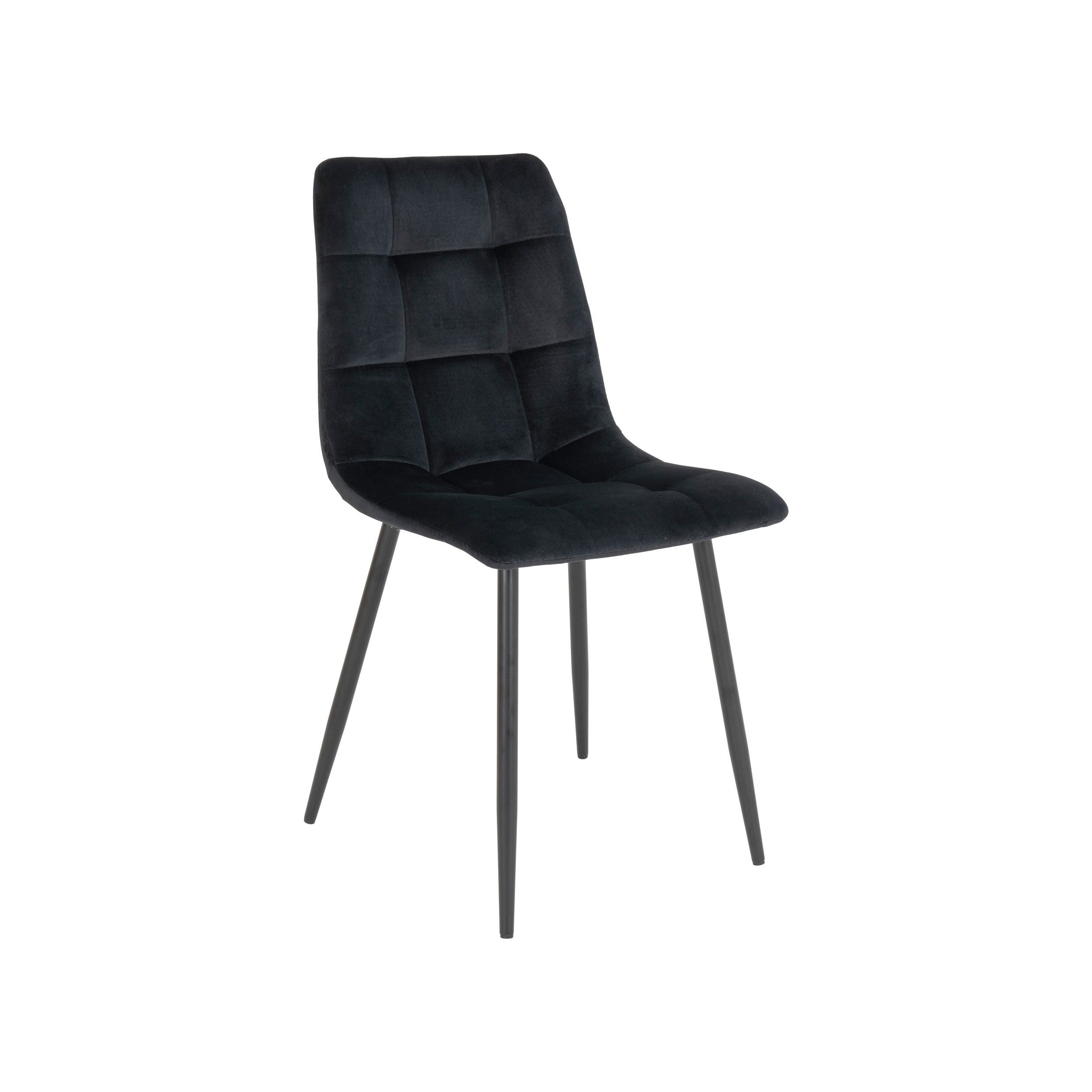 House Nordic Middelfart Dining Chair In Velvet, Black With Black Legs, Hn1207