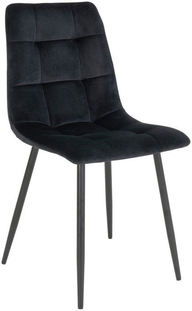 House Nordic Middelfart Dining Chair In Velvet, Black With Black Legs, Hn1207