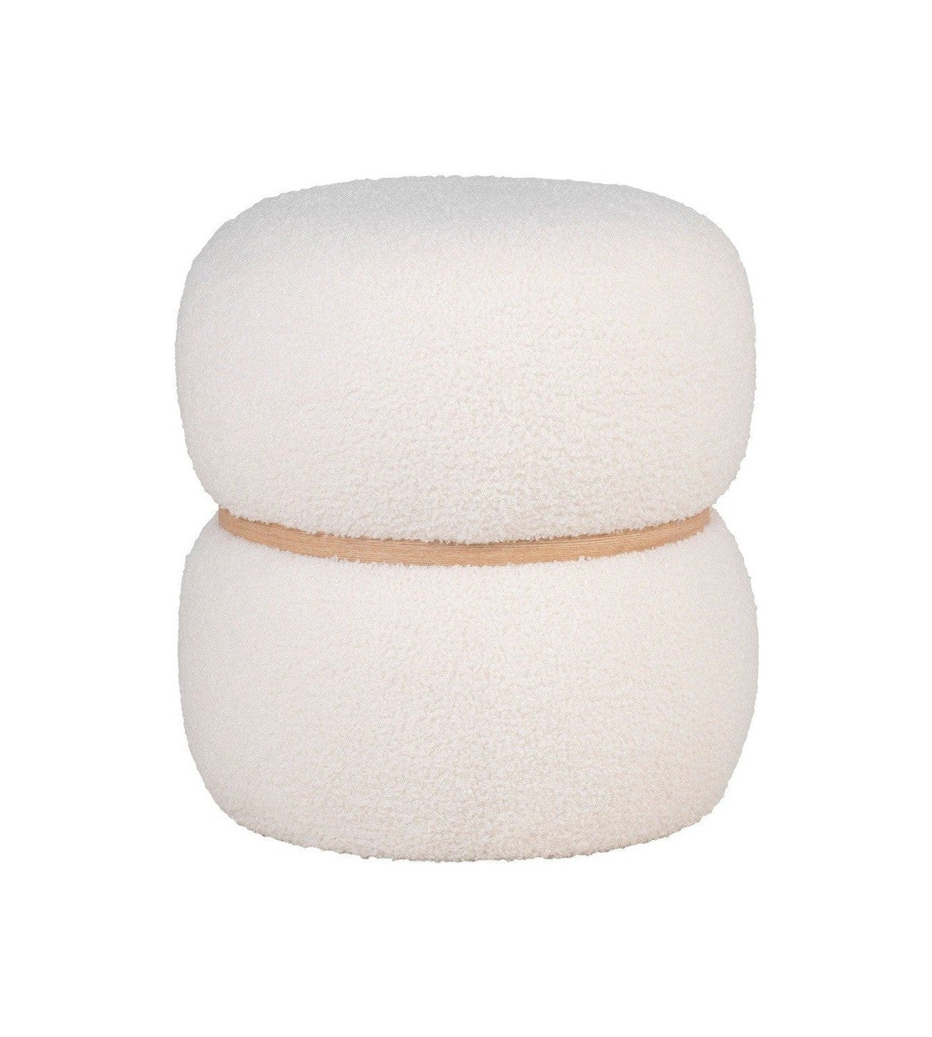 House Nordic Milford Pouf, Teddy, White, ø38x41 Cm