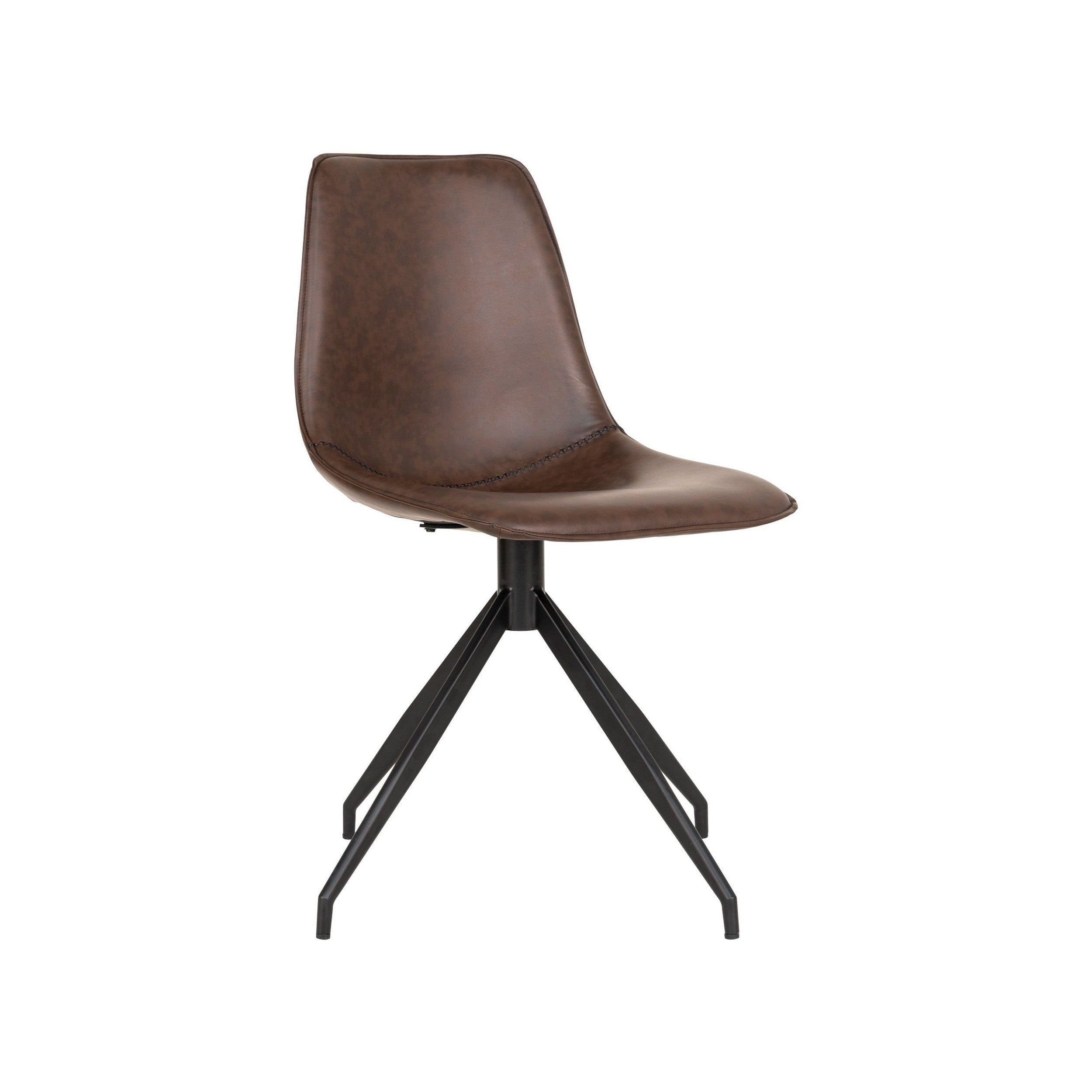 House Nordic Monaco Dining Chair, Swivel, Pu, Dark Brown With Black Legs, Hn1227