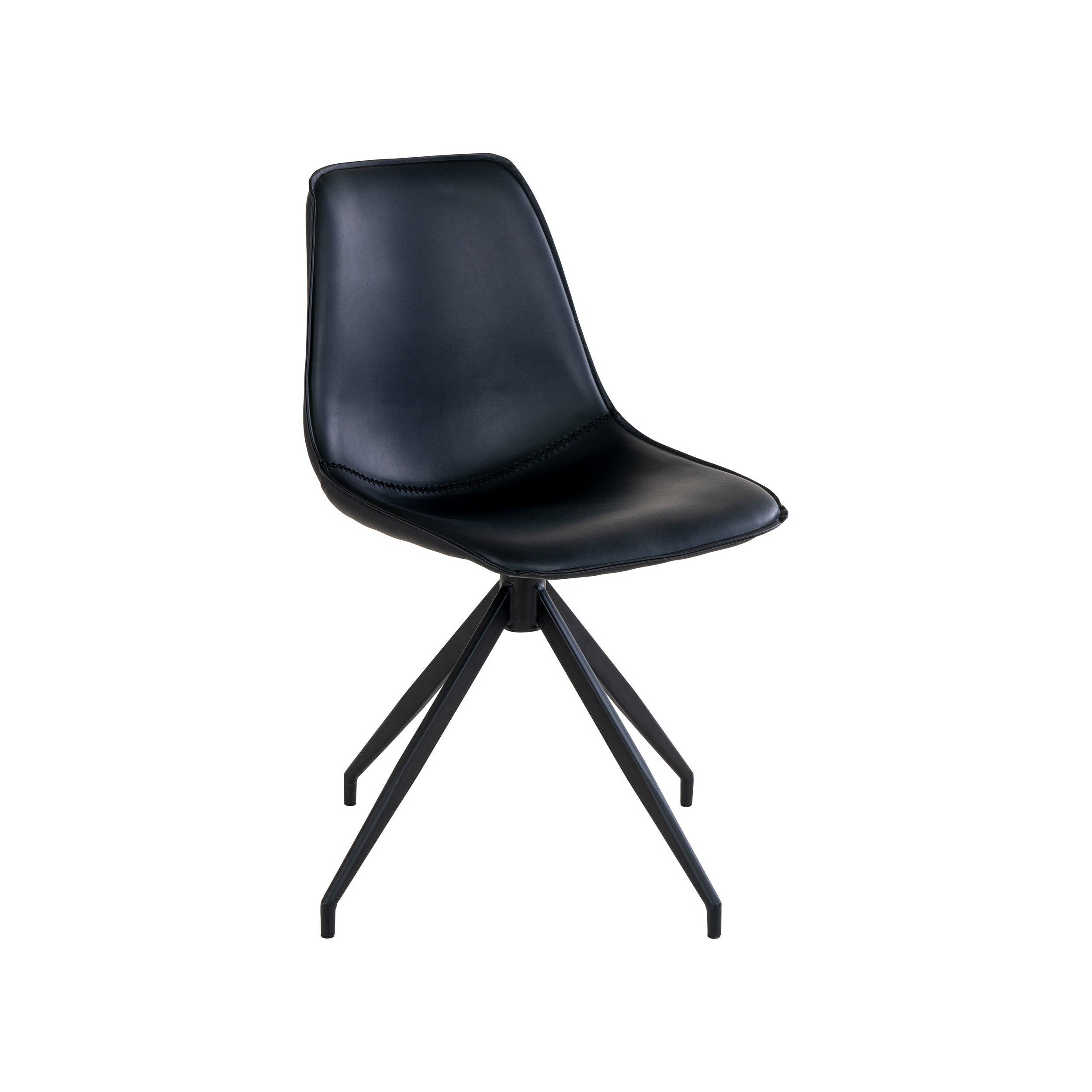 House Nordic Monaco Dining Chair, Swivel, Pu, Black With Black Legs, Hn1228