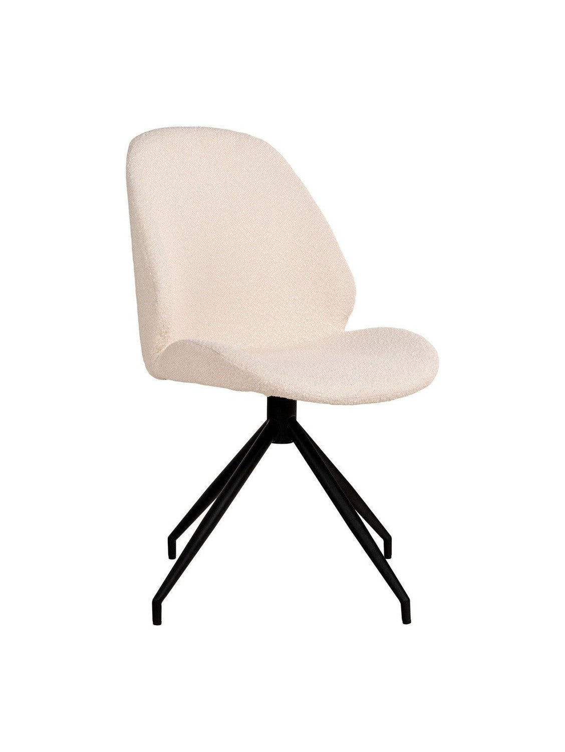 House Nordic Monte Carlo Dining Chair, Swivel, Bouclé, White With Black Legs, Hn1232