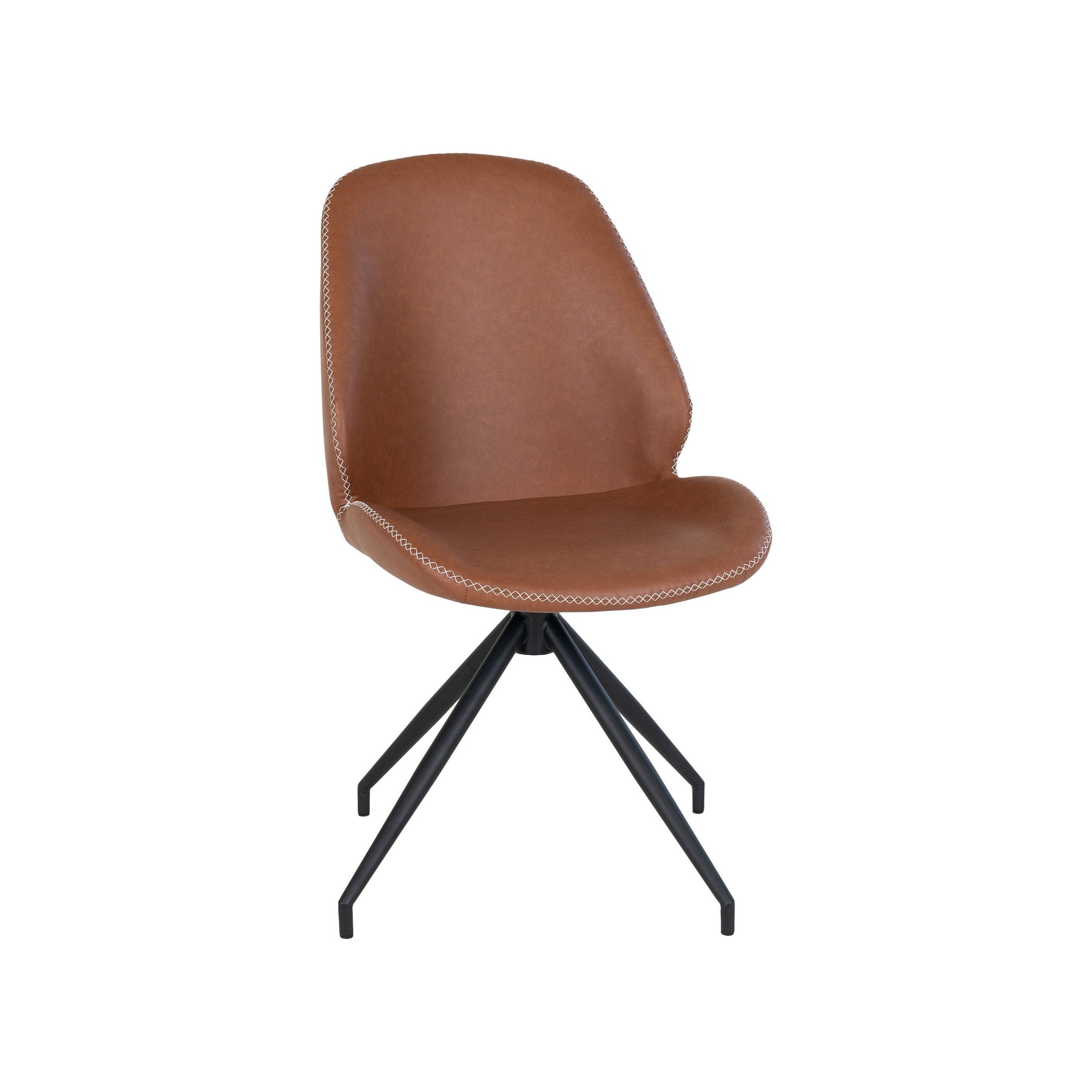 House Nordic Monte Carlo Dining Chair, Swivel, Pu, Vintage Brown With Black Legs, Hn1224