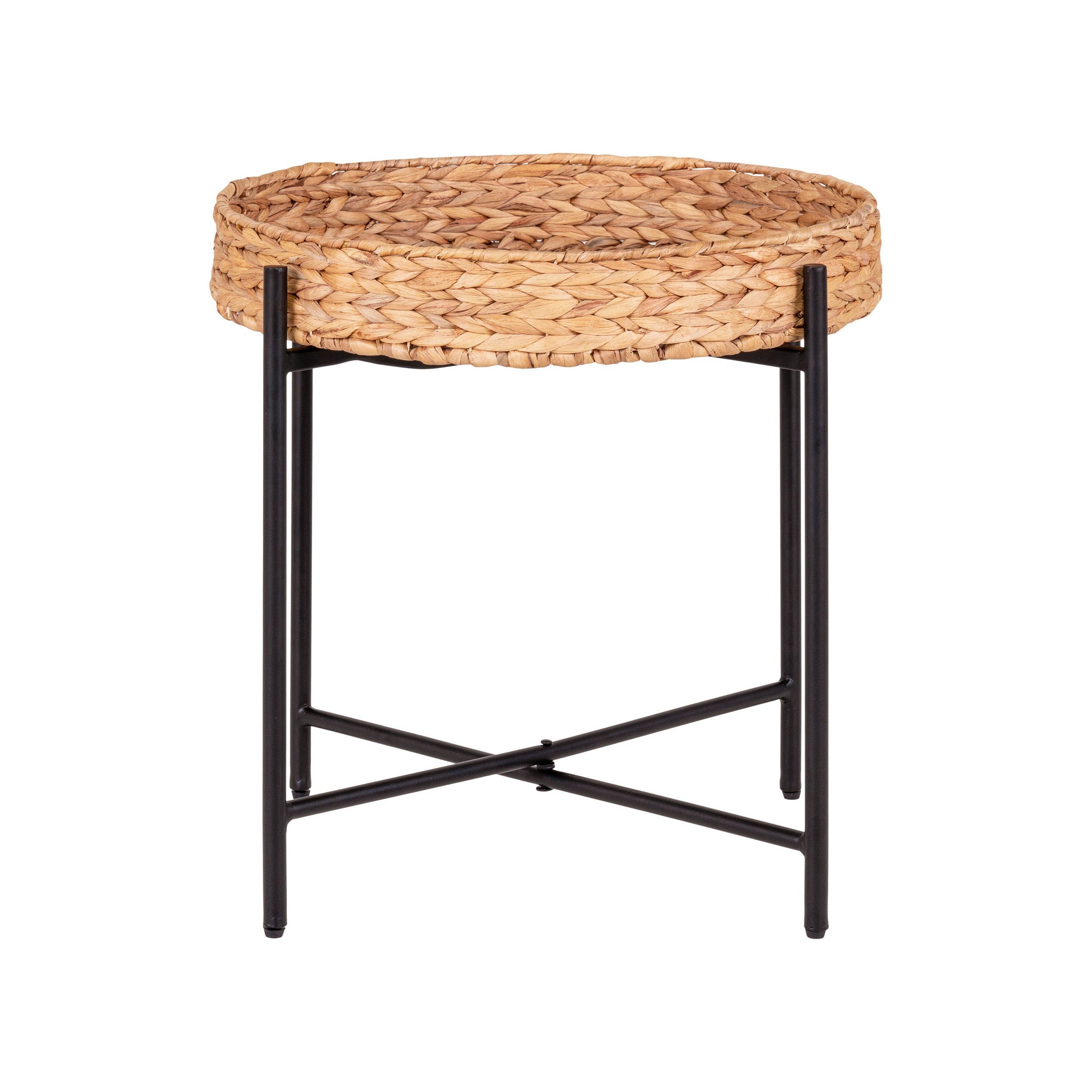 House Nordic Naro Side Table, Metal And Waterhyacinth ø50x48,5 Cm