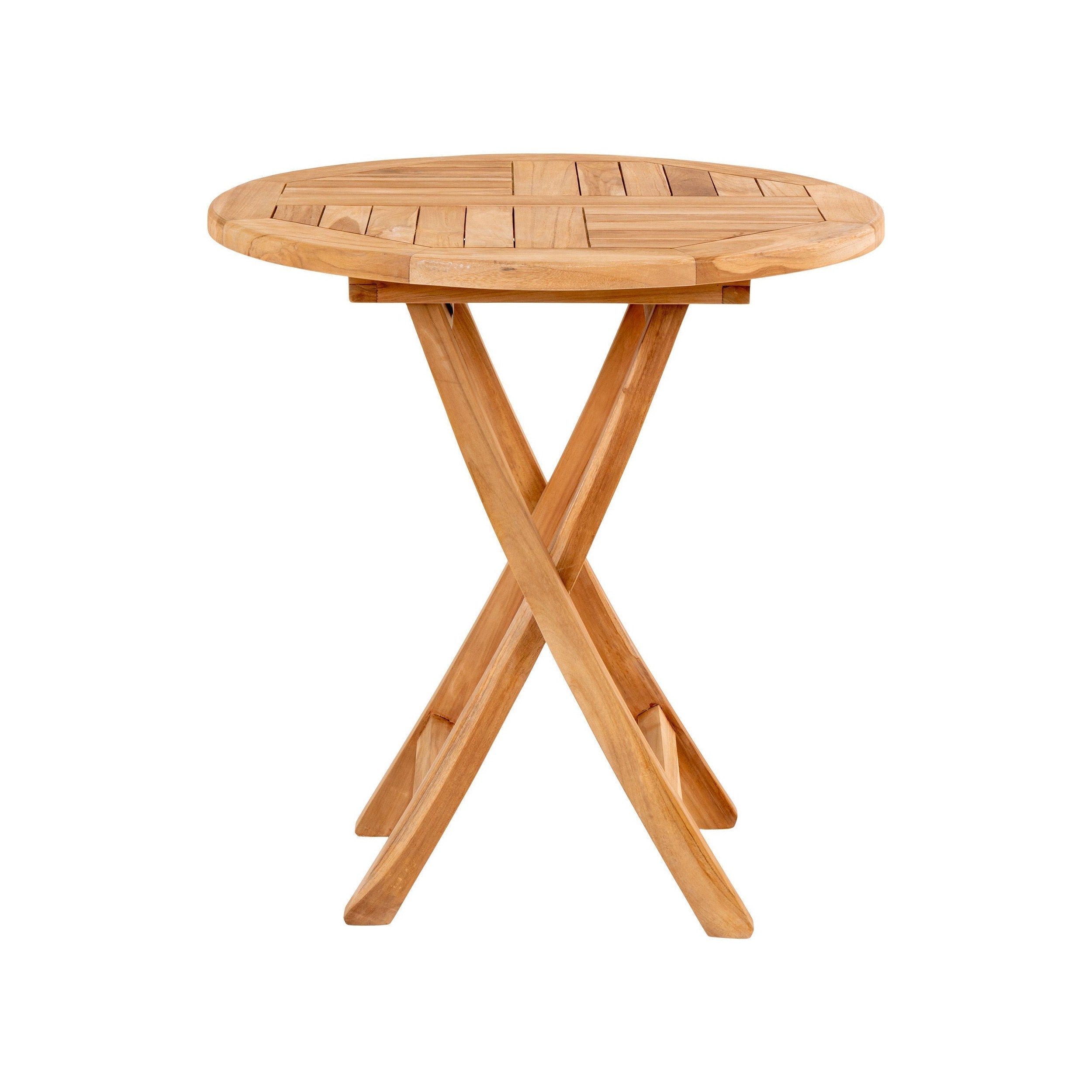 House Nordic Oviedo Side Table In Teak Wood, Nature, ø70x75 Cm