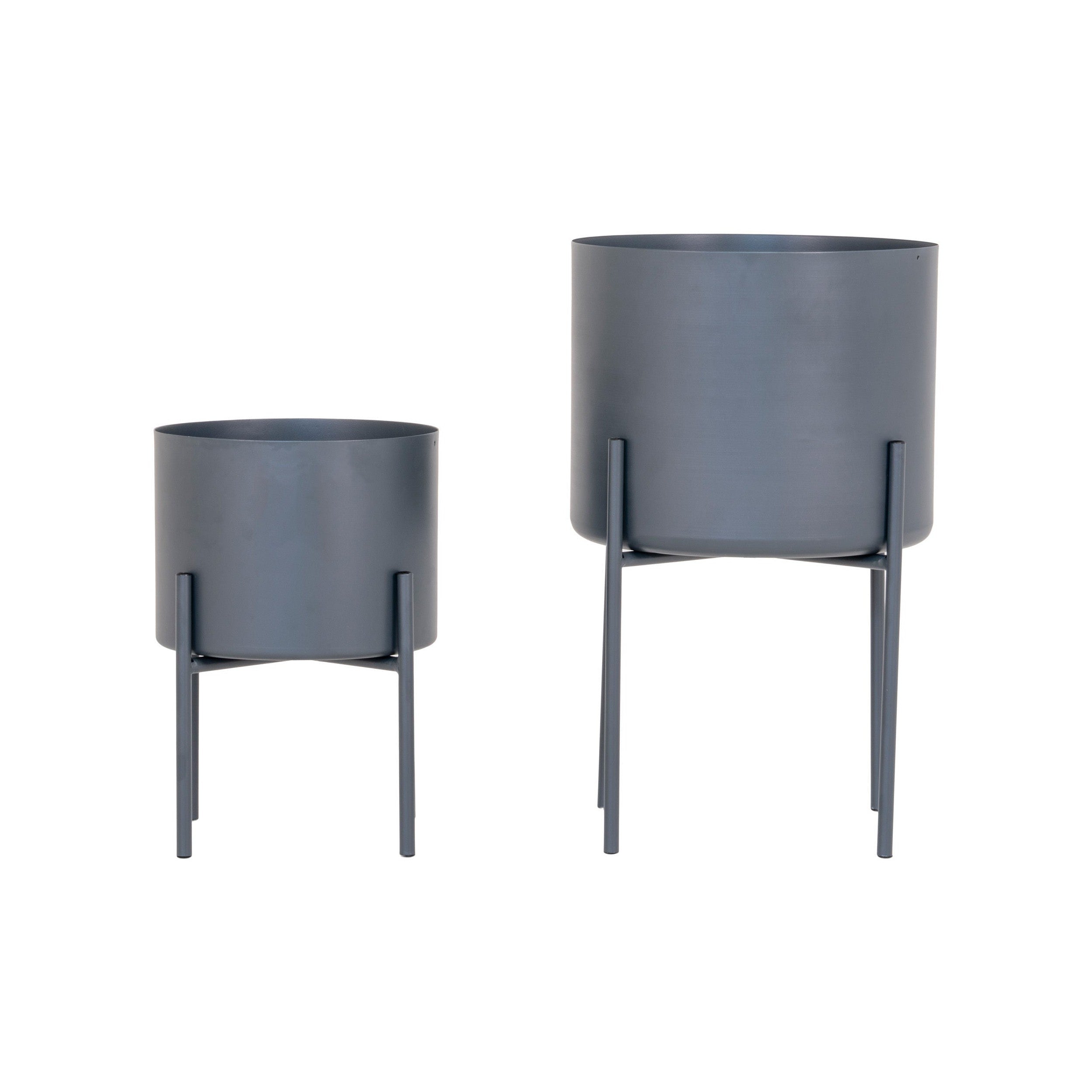 House Nordic Pavia Flowerpots, Steel, Grey, Set Of 2