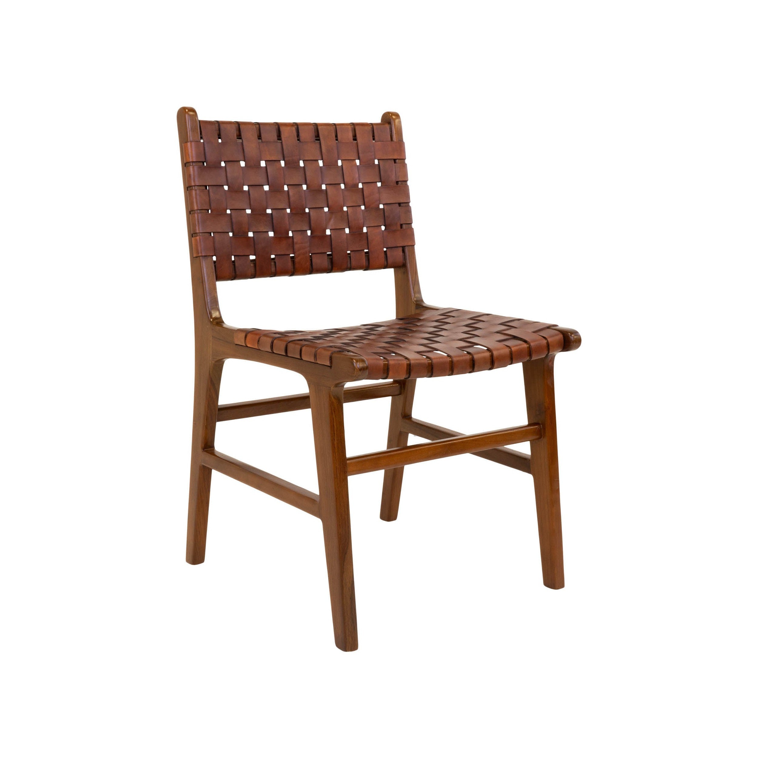 House Nordic Perugia Dining Chair In Leather, Brown With Teak Legs