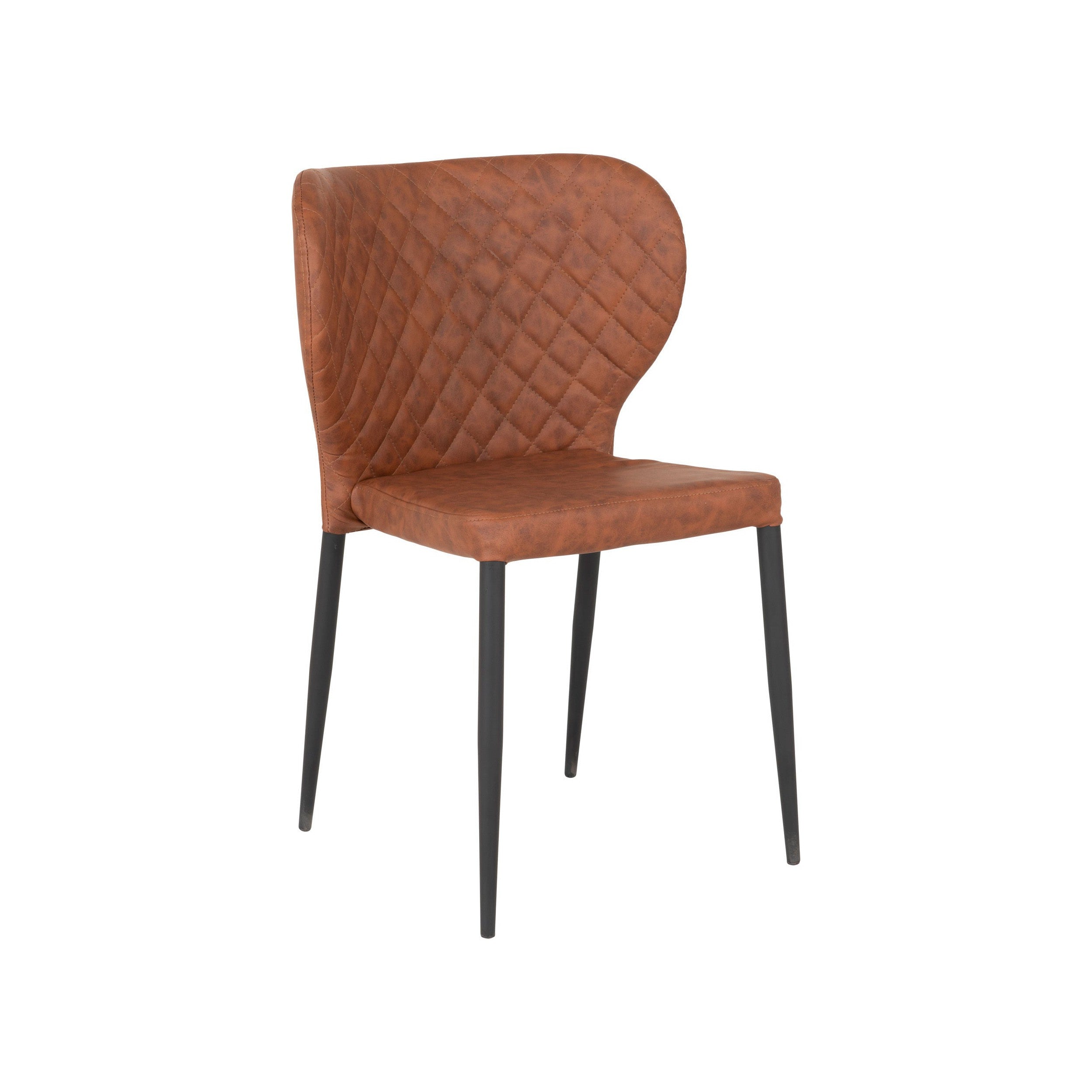 House Nordic Pisa Dining Chair In Pu, Vintage Brown With Black Legs, Hn1220