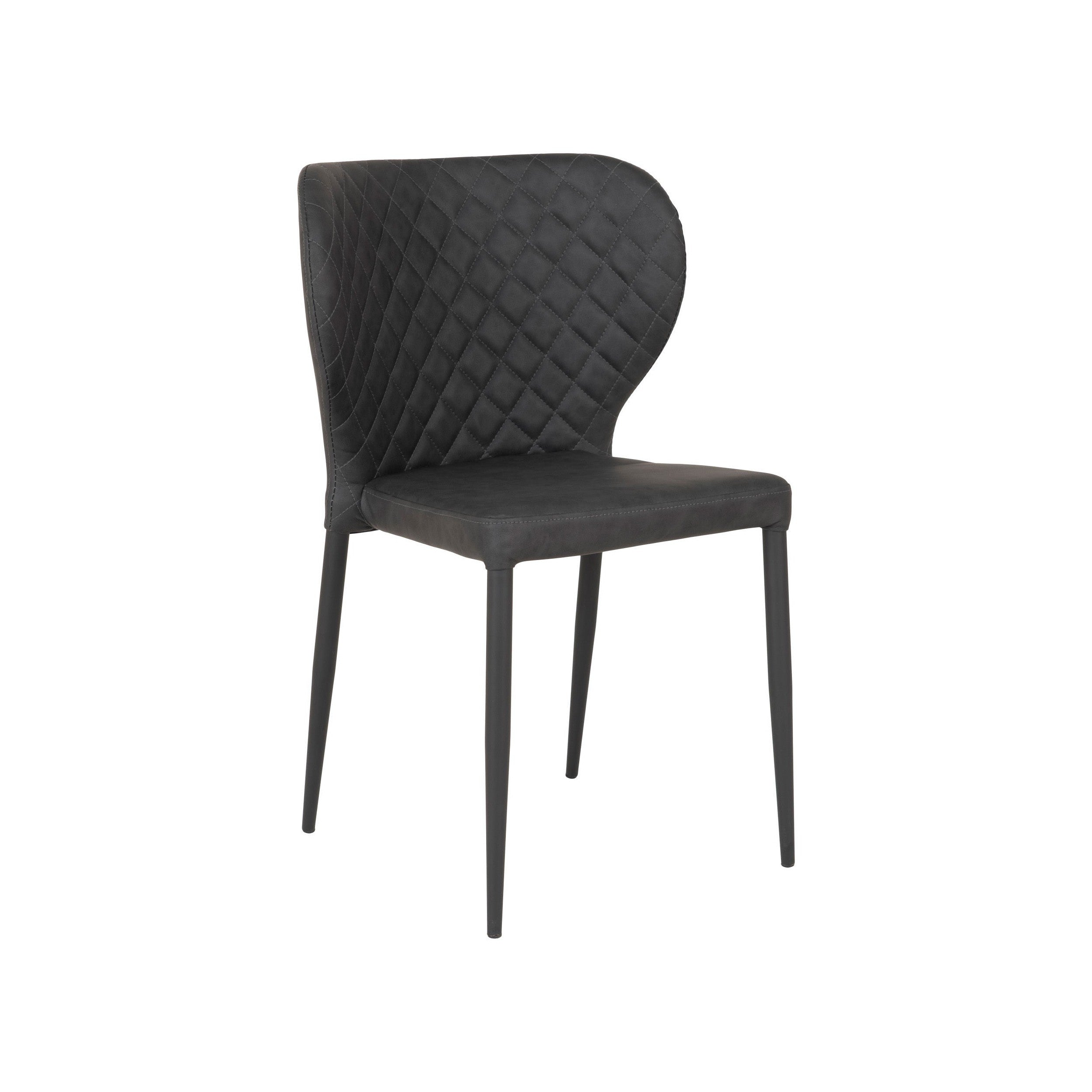 House Nordic Pisa Dining Chair In Pu, Dark Grey With Black Legs, Hn1221