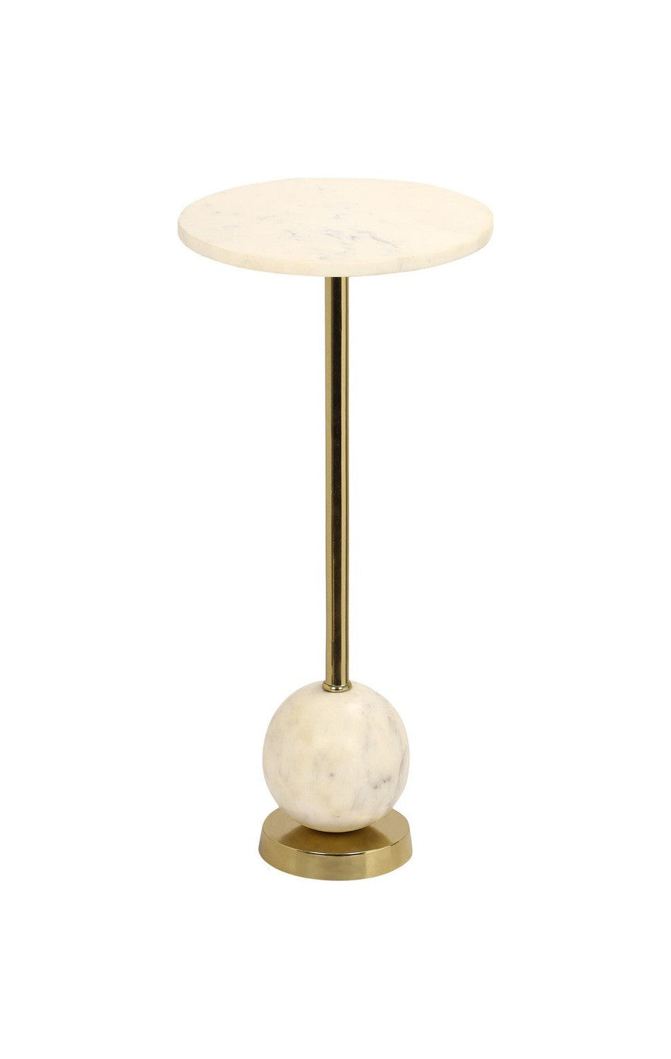 House Nordic Salo Side Table, Brass And Marble, ø25x54 Cm