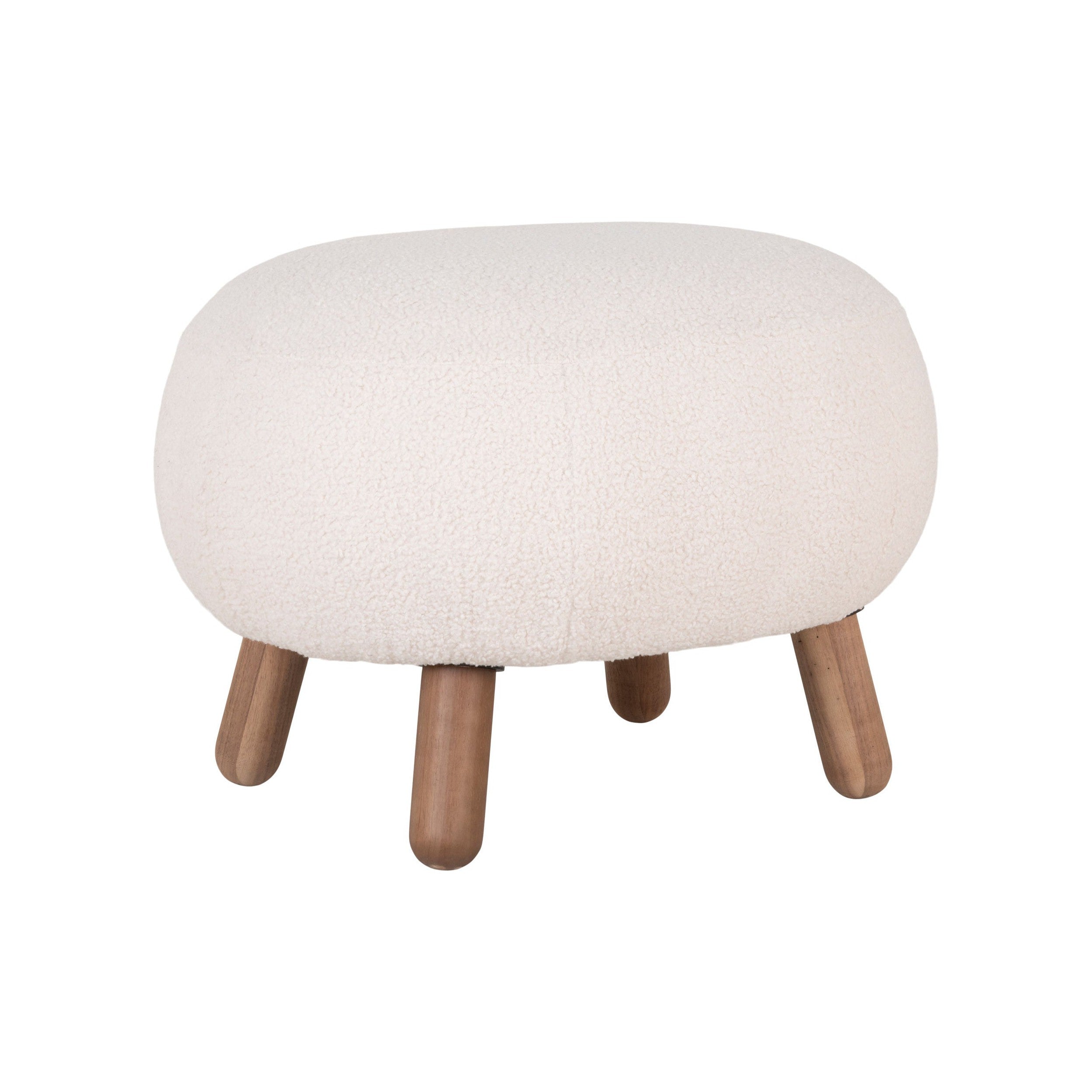 House Nordic Savona Footrest, Artificial Lambskin, White With Walnut Look Legs, Hn1094