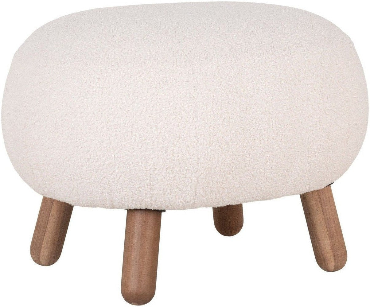 House Nordic Savona Footrest, Artificial Lambskin, White With Walnut Look Legs, Hn1094