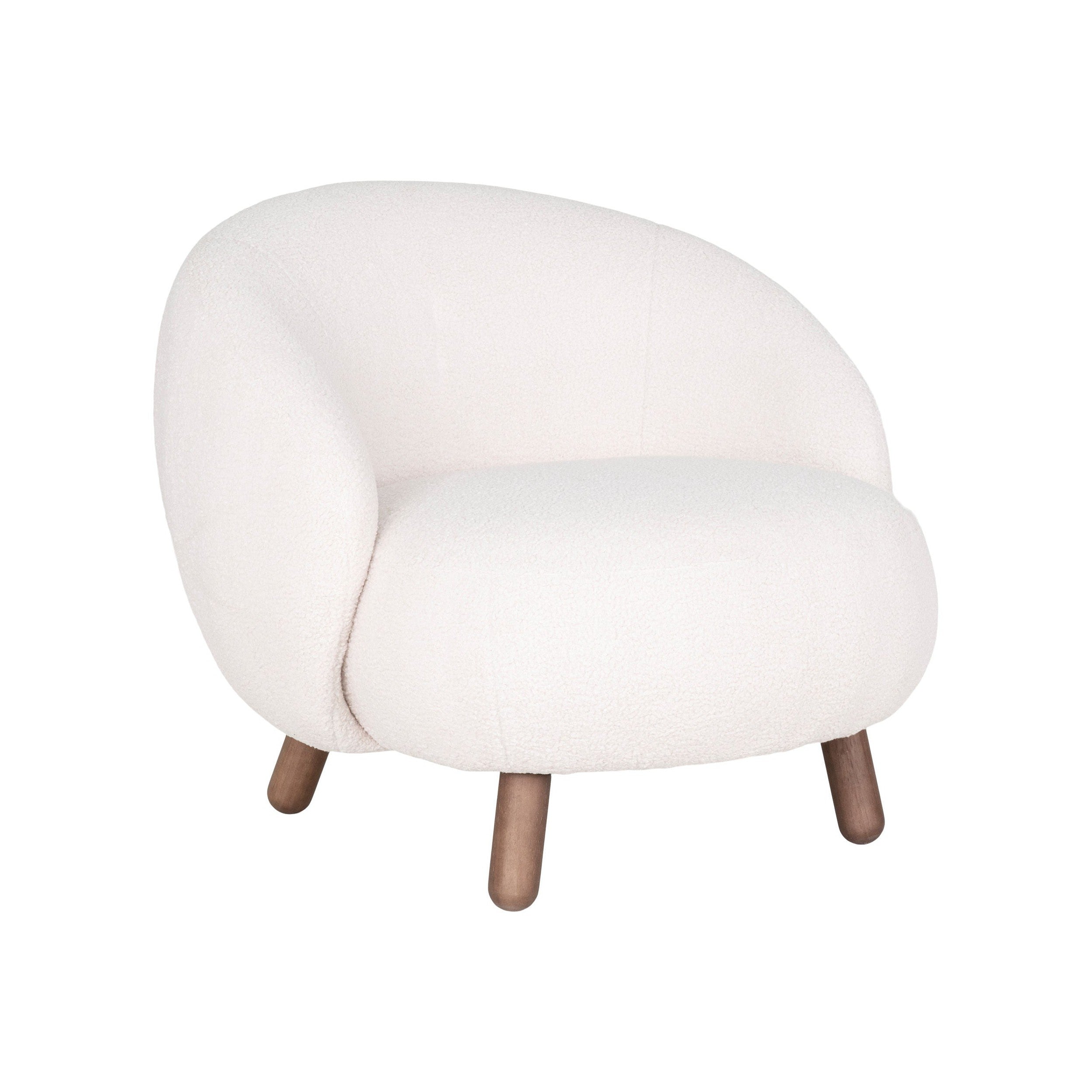 House Nordic Savona Lounge Chair, Artificial Lambskin, White With Walnut Look Legs, Hn1094