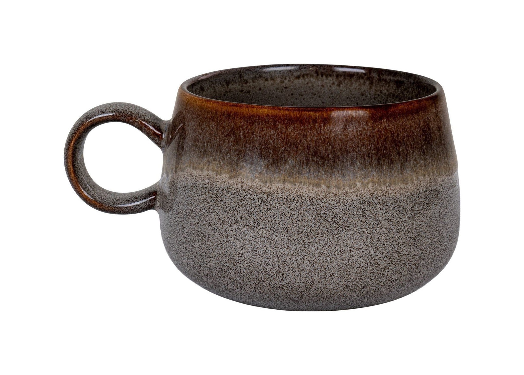 House Nordic Selma Mug, Ceramic, Grey/Brown, ø10x7,5 Cm, Set Of 4