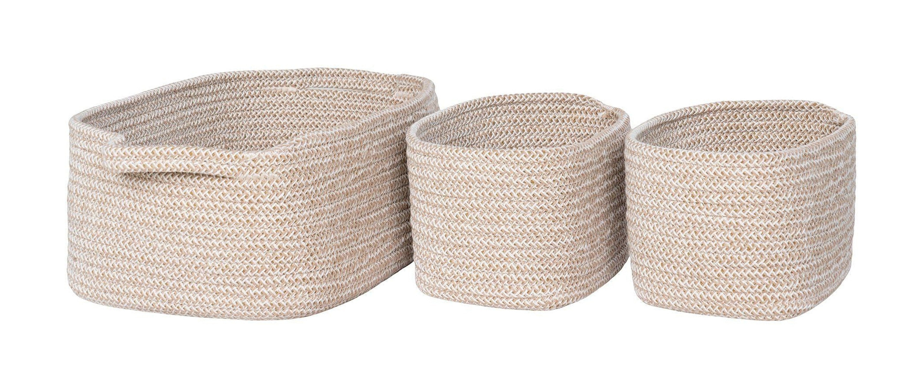 House Nordic Teixo Baskets, Cotton, Beige, Set Of 3