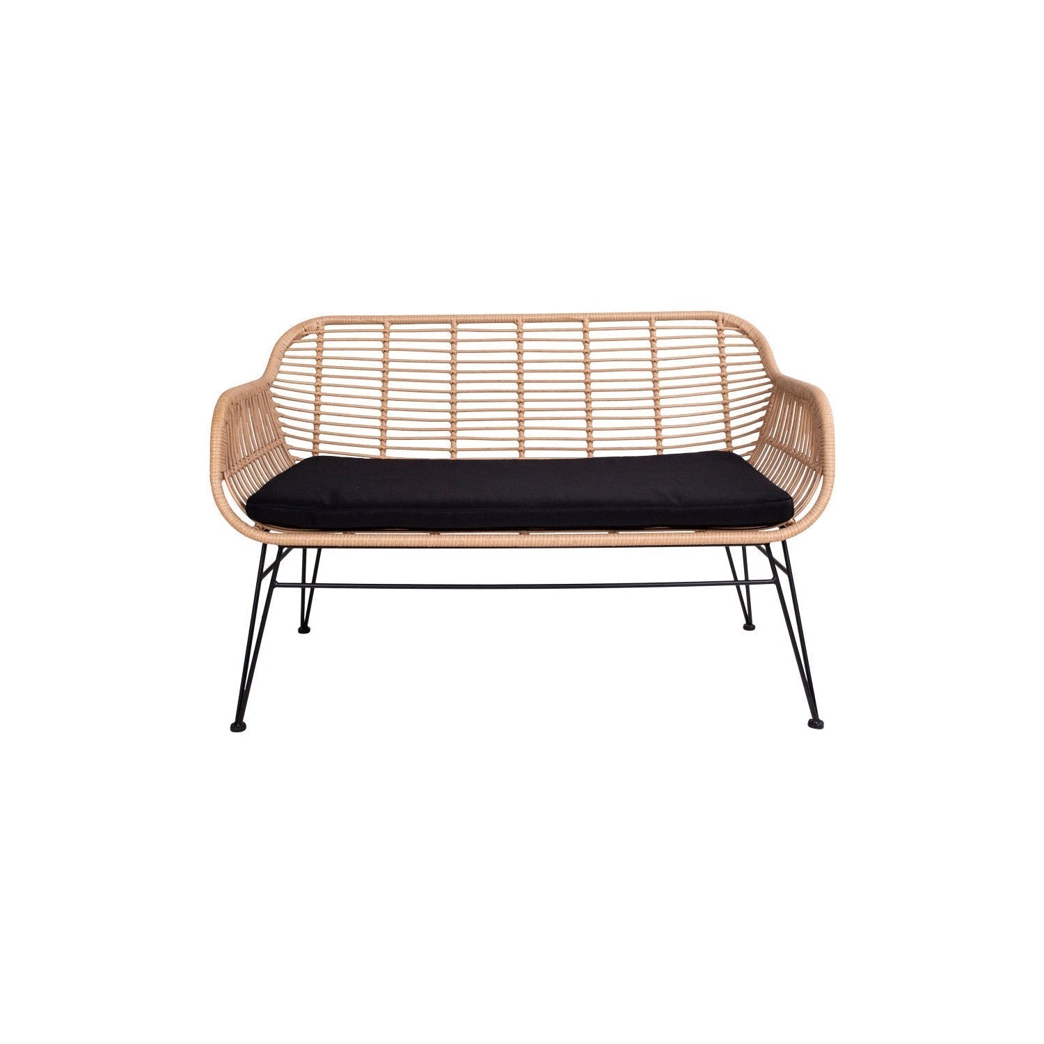 House Nordic Trieste Sofa In Polyrattan With Cushion, Nature With Black Legs