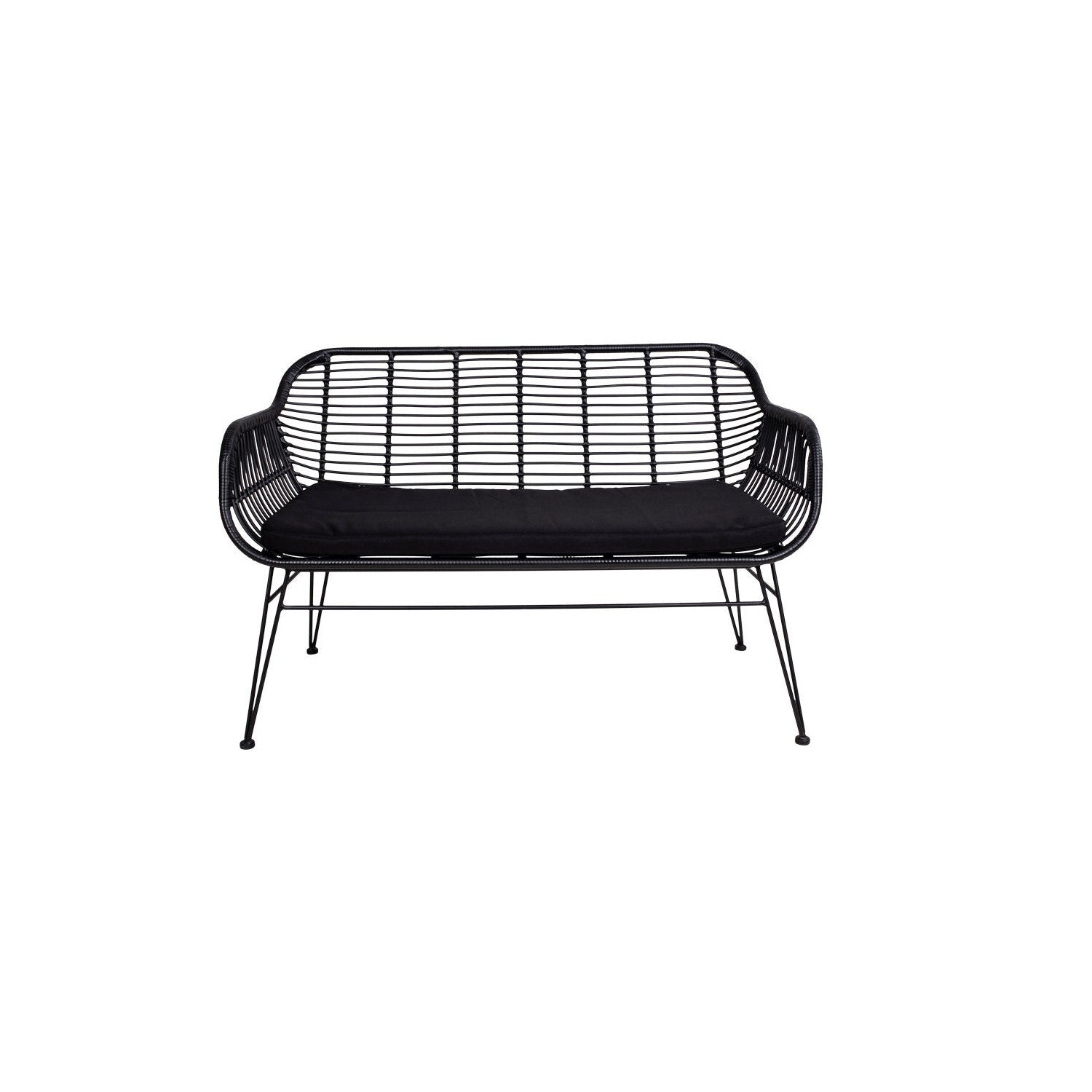 House Nordic Trieste Sofa In Polyrattan With Cushion, Black With Black Legs