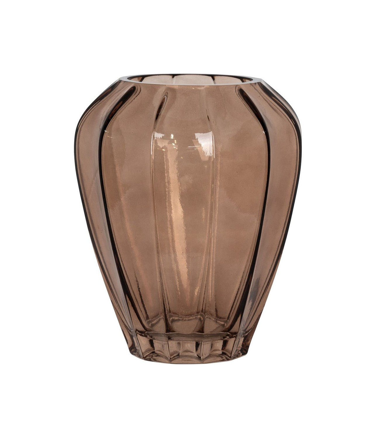 House Nordic Vase, Mouth Blown Glass, Brown, ø22x29 Cm