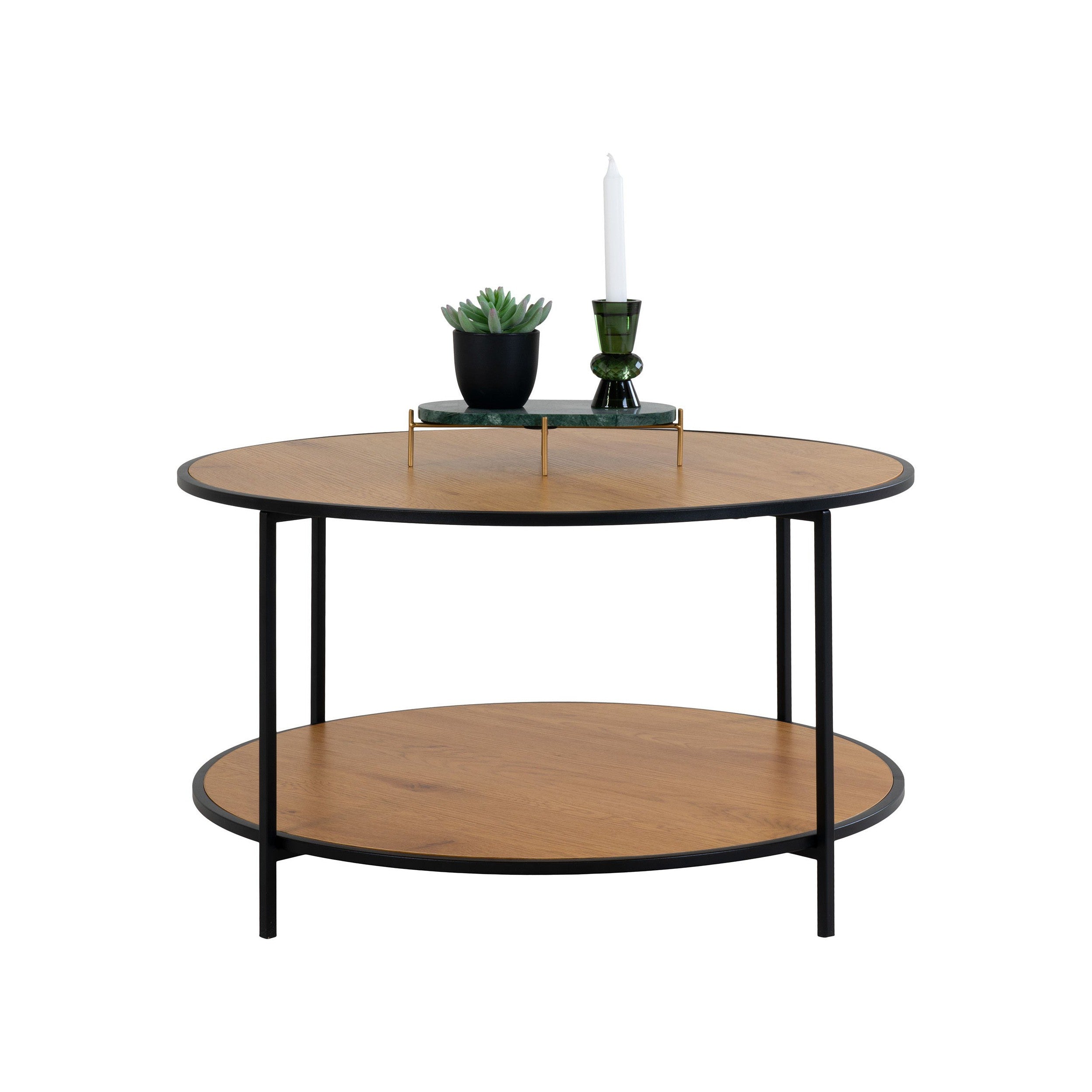 House Nordic Vita Coffee Table, Oak Look, Black Frame, ø80x45 Cm