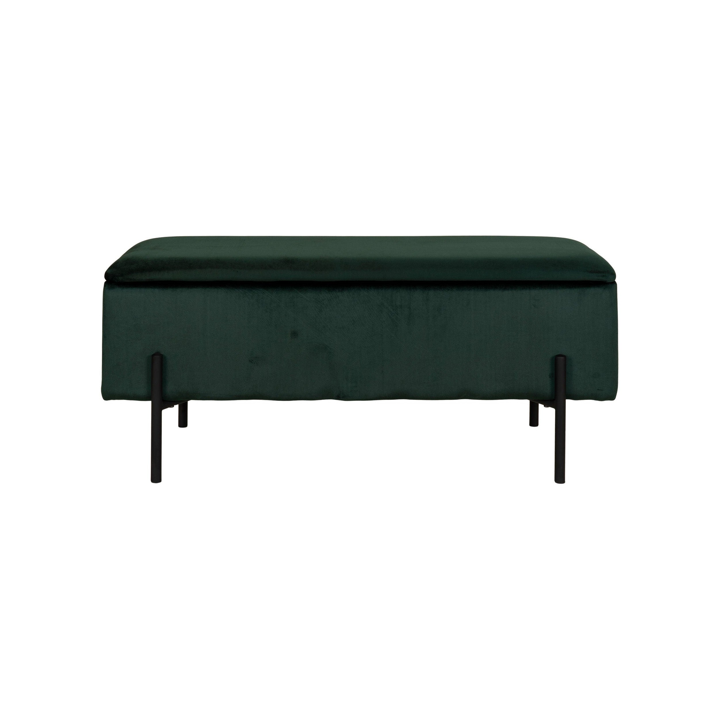 House Nordic Watford Bench With Storage, Velour, Green, 95x36,5x43 Cm, Hn1206