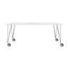 Kartell Max Desk med hjul 190x90 cm, hvid zink/krom