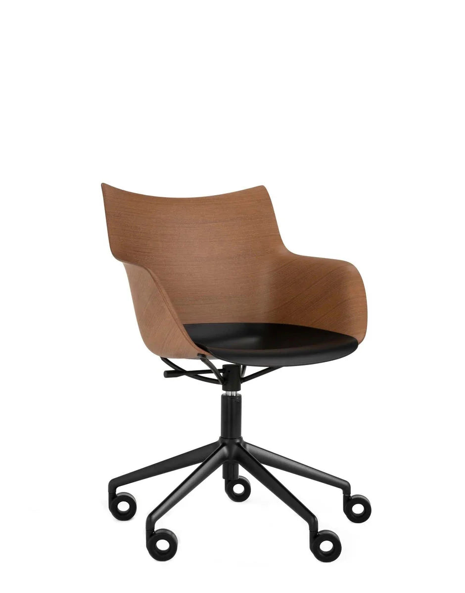 [product_category]-Kartell Q/Wood Armchair With Wheels, Dark Wood/Black-Kartell-8058967308686-05927SN-KAR-2